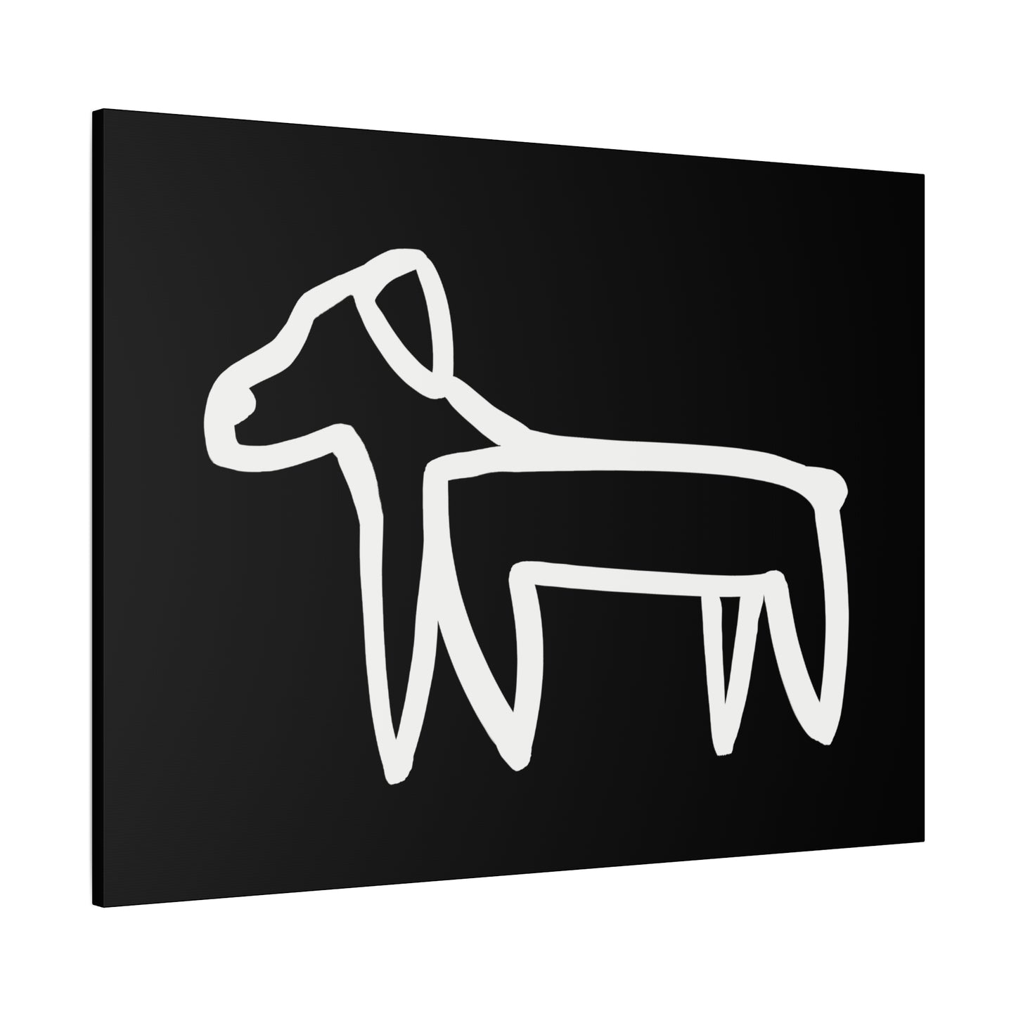 Dog Canvas Print on Black (Transparent Style White Dog) - Dog Art Print