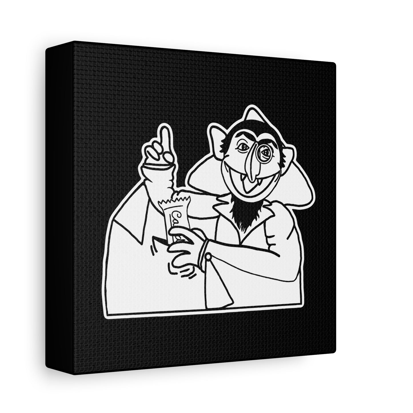 The Count Stealing Candy Outline Canvas Print Black - Sesame Street The Count Parody Canvas Art