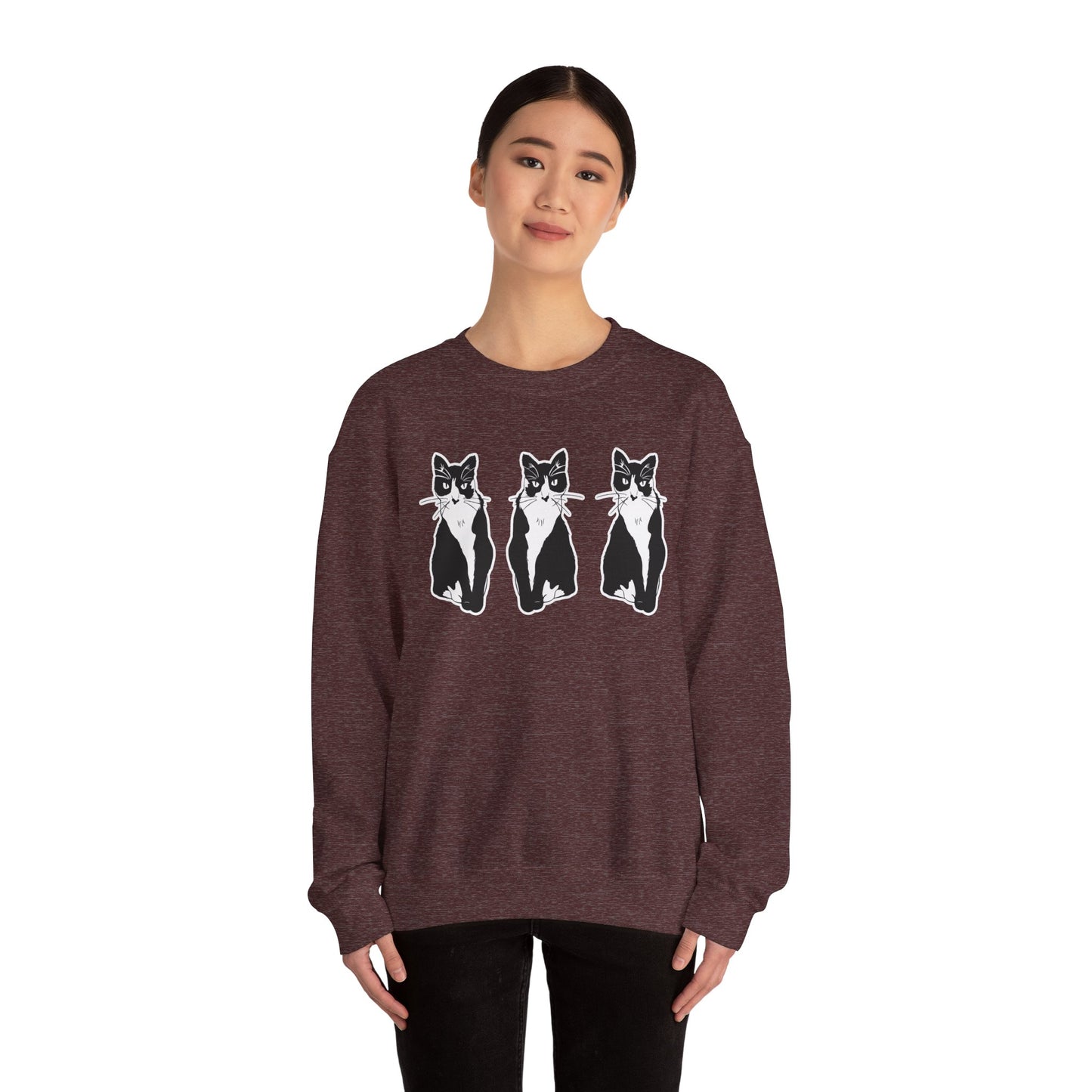Cat x3 Sweatshirt (Sticker Style Cat) - Cat Drawing Sweatshirt