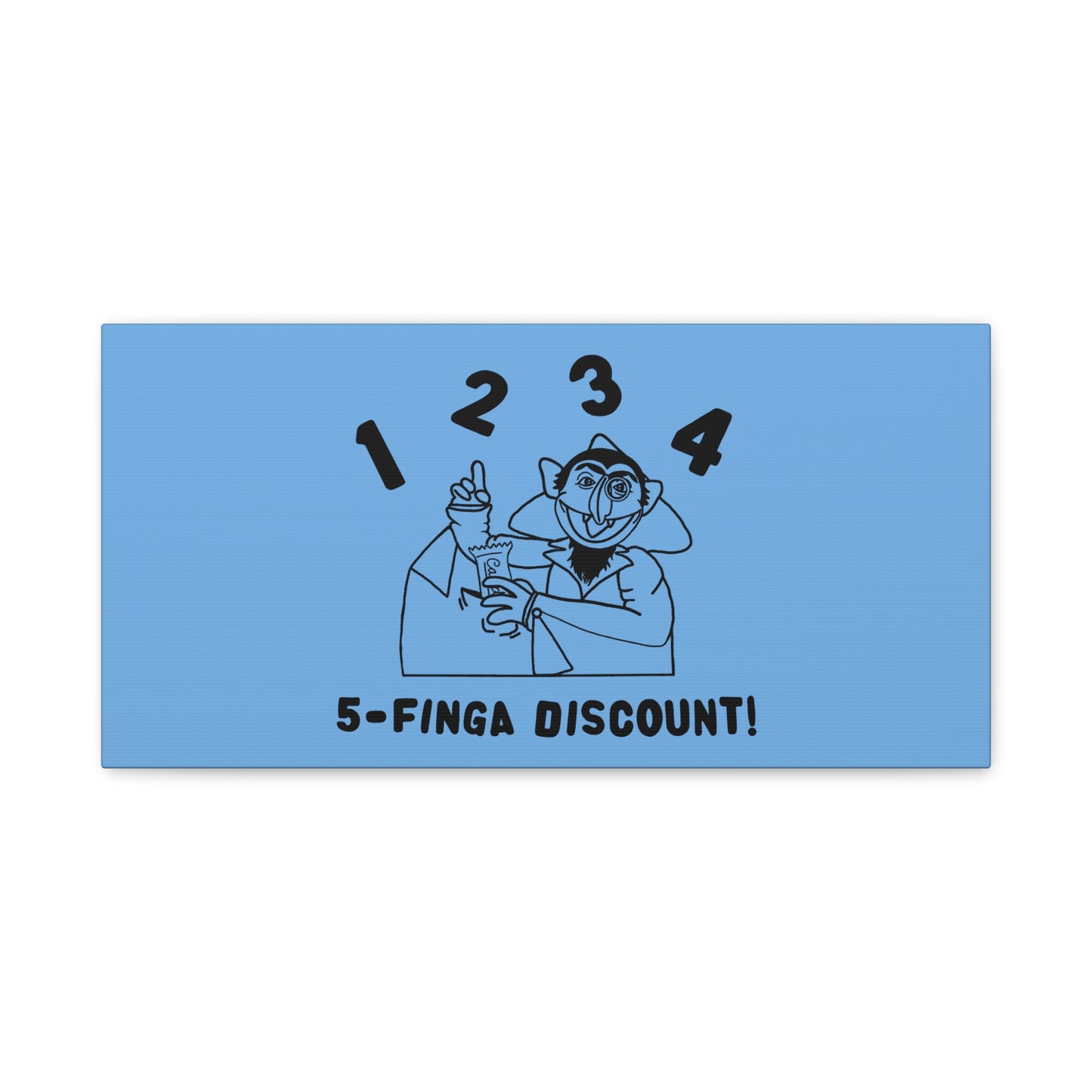 Five Finger Discount Outline Canvas Print Light Blue - Sesame Street The Count Parody Art Print