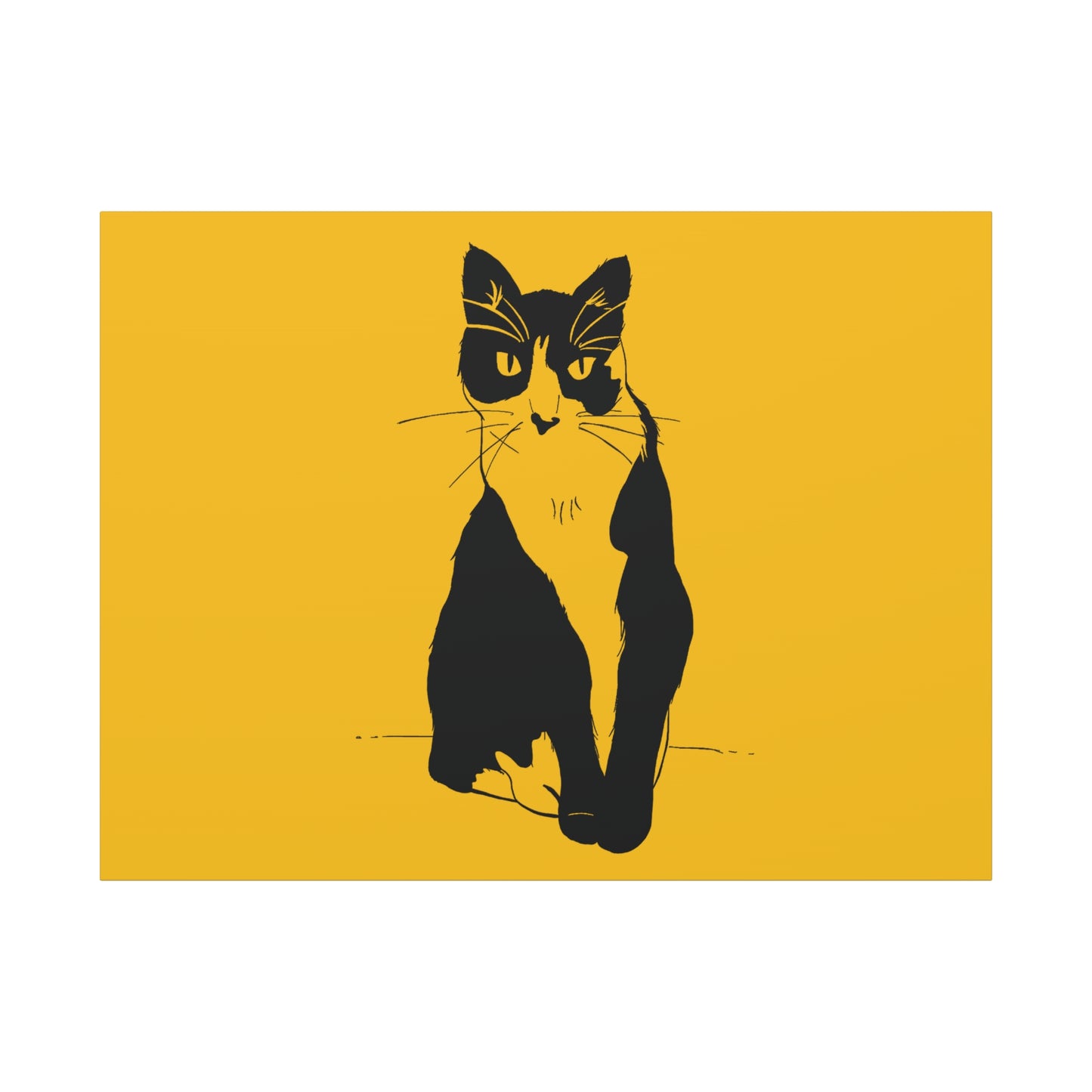 Cat Canvas Print on Yellow (Transparent Style Cat) - Cat Drawing Art