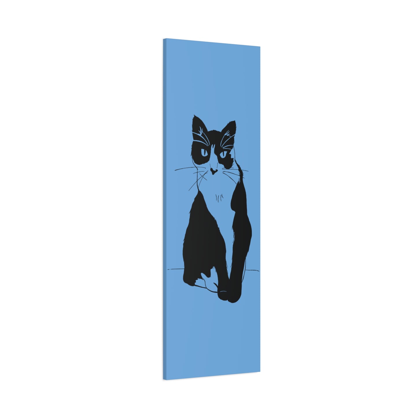 Cat Canvas Print on Light Blue (Transparent Style Cat) - Cat Drawing Art