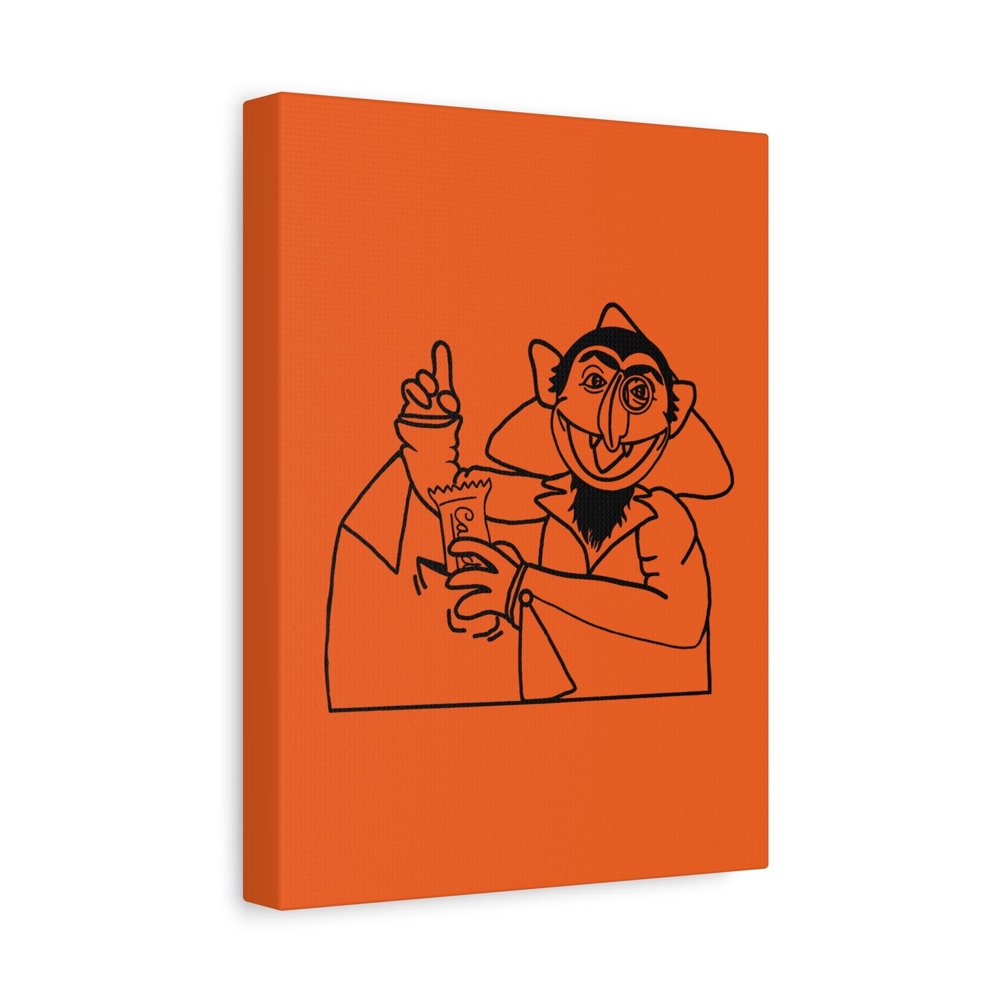 The Count Stealing Candy Outline Canvas Print Orange - Sesame Street The Count Parody Art Print