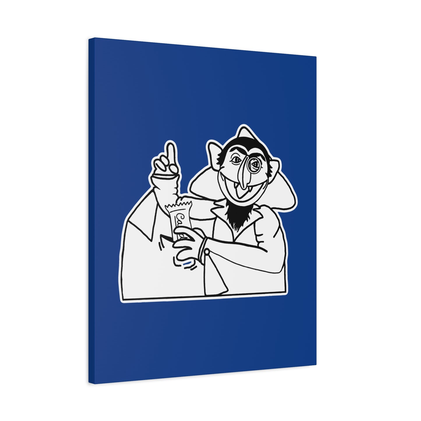 The Count Stealing Candy Outline Canvas Print Dark Blue - Sesame Street The Count Parody Art