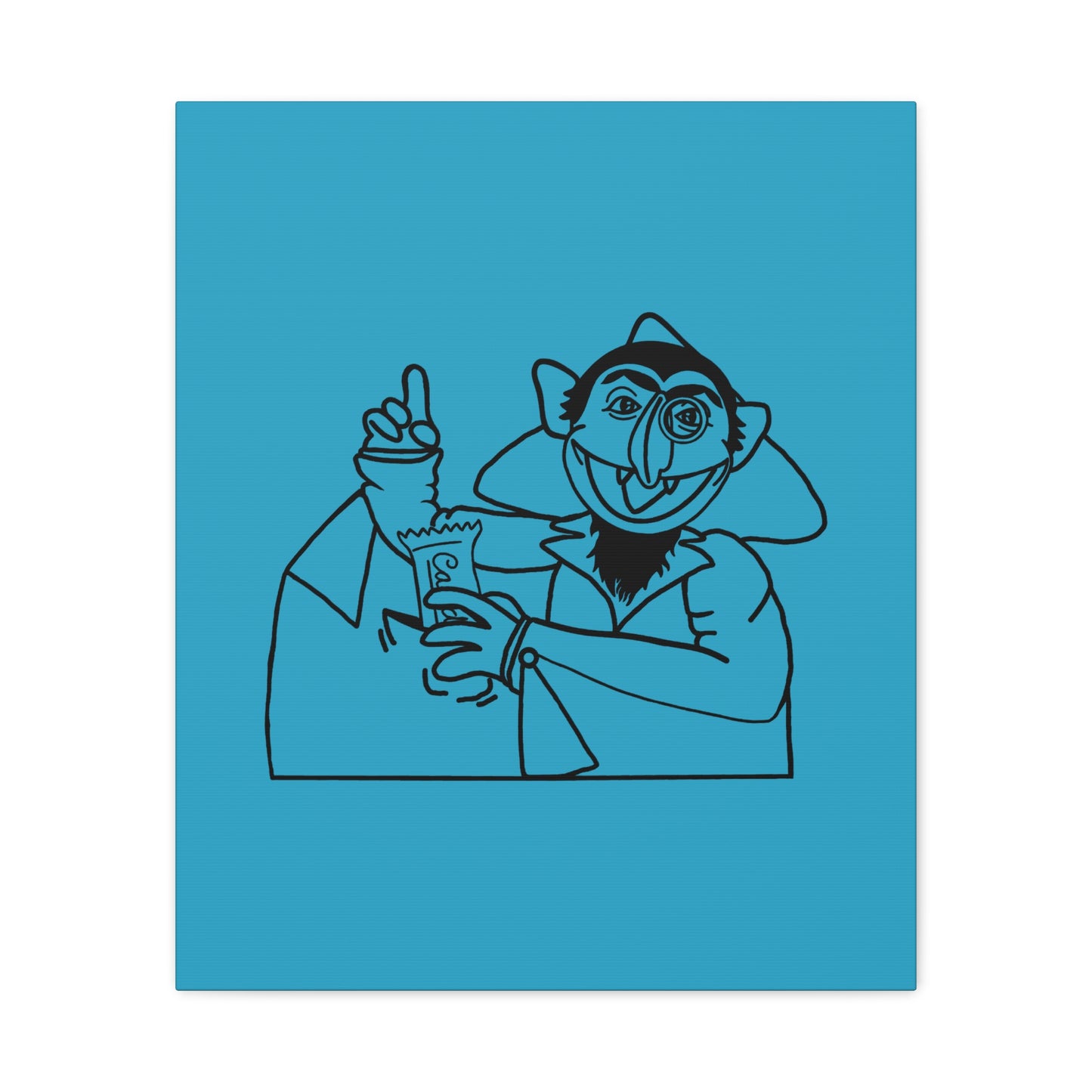 The Count Stealing Candy Outline Canvas Print Turquoise - Sesame Street The Count Art Print