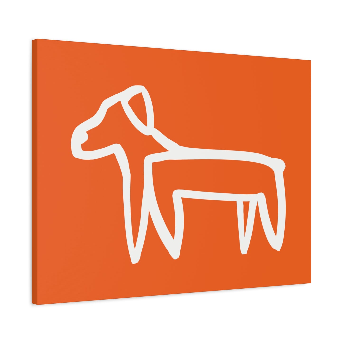 Dog Canvas Print on Orange (Transparent Style White Dog) - Dog Art Print