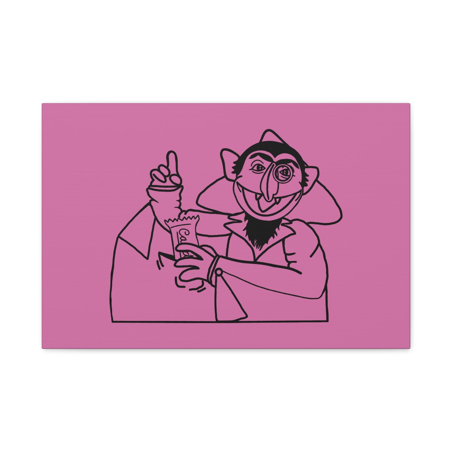 The Count Stealing Candy Outline Canvas Print Light Pink - Sesame Street The Count Parody Art