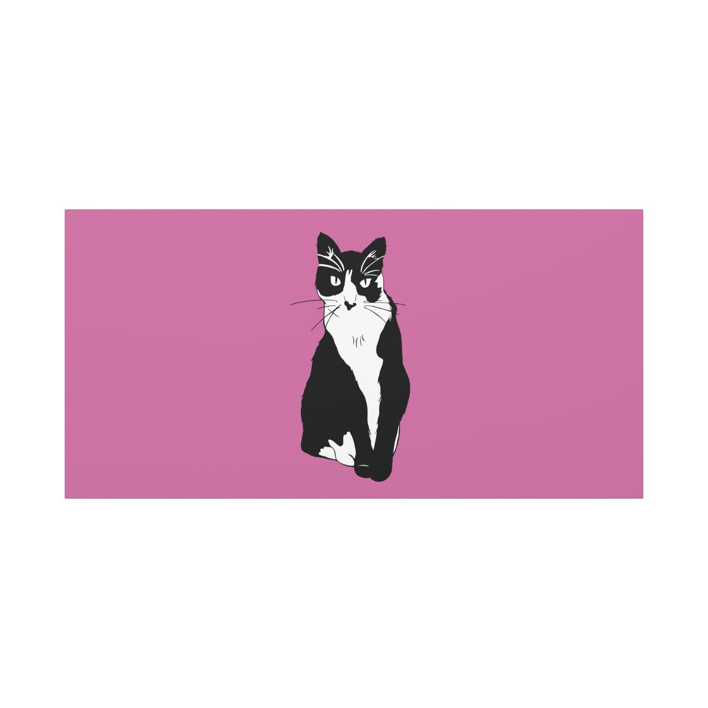 Cat Canvas on Light Pink (B&W Style Cat) - Cat Drawing Art