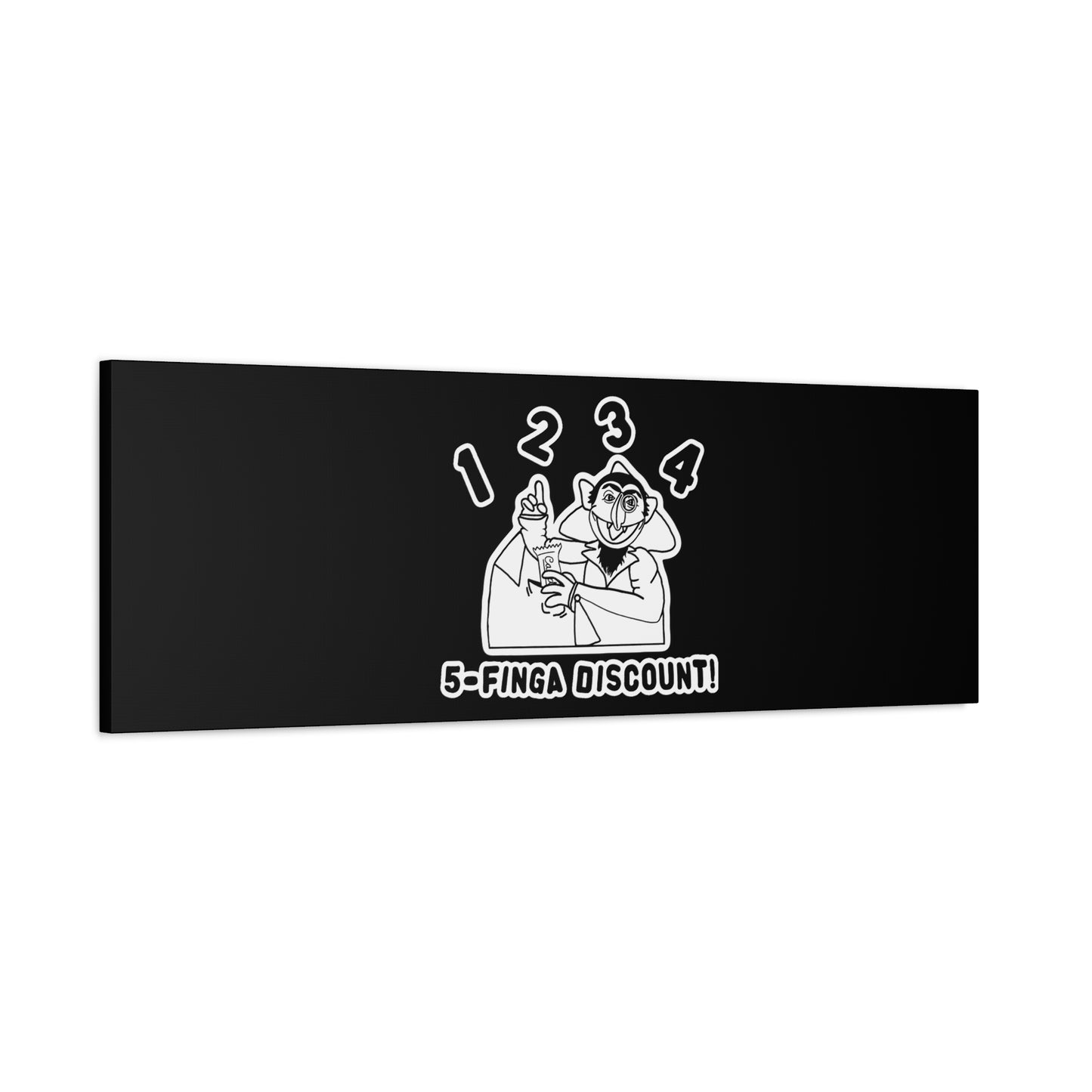 Five Finger Discount Outline Canvas Print Black - Sesame Street The Count Parody Art Print
