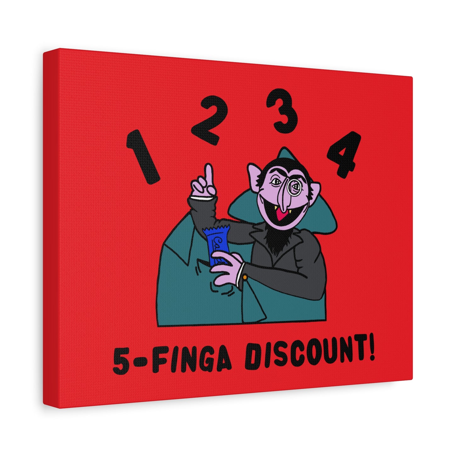 Five Finger Discount Canvas Print Red - Sesame Street The Count Parody Art Print