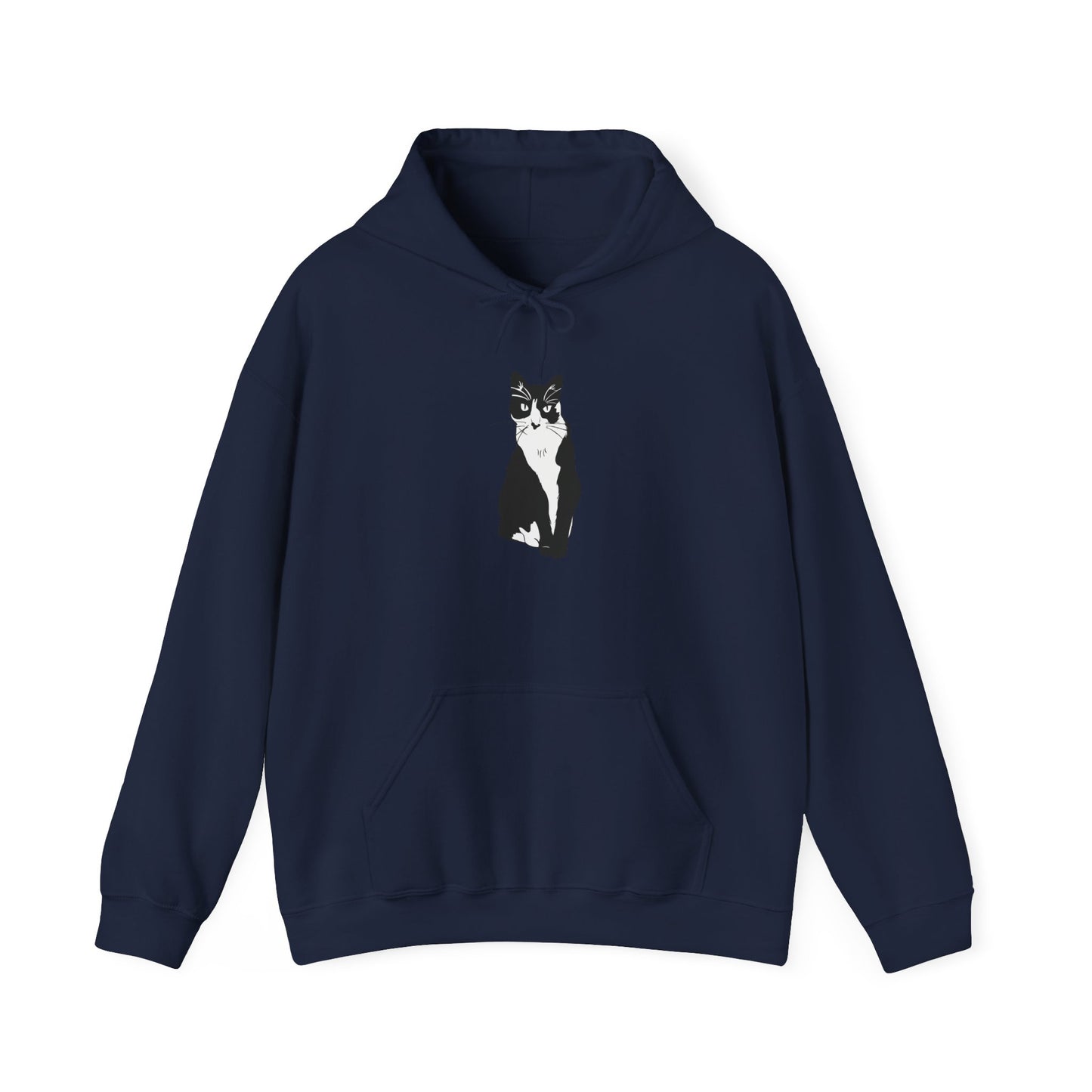 Cat Hoodie (B&W Style Cat) - Cat Hooded Sweatshirt