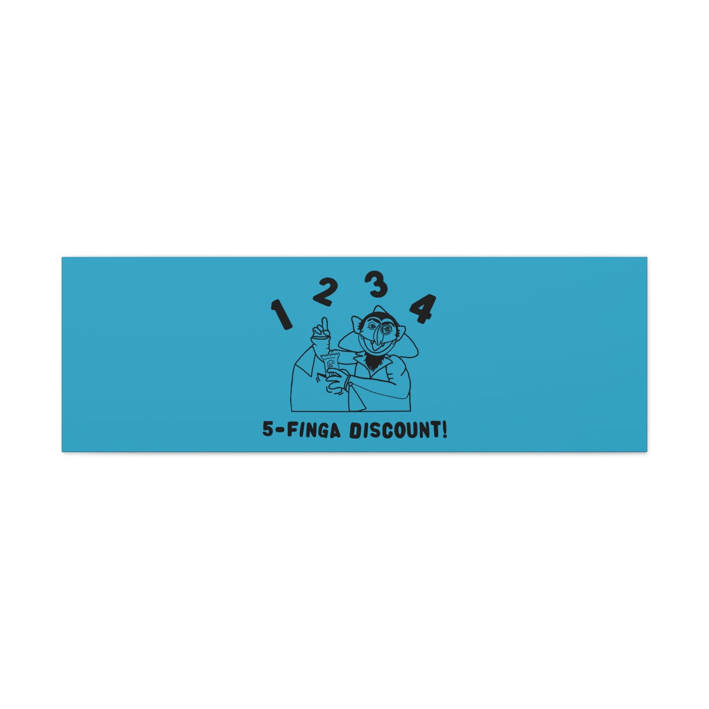 Five Finger Discount Outline Canvas Print Turquoise - Sesame Street The Count Parody Art Print
