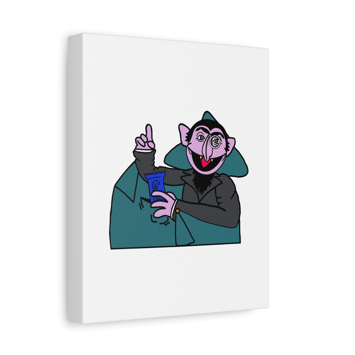 The Count Stealing Candy Canvas Print White - Sesame Street The Count Parody Art