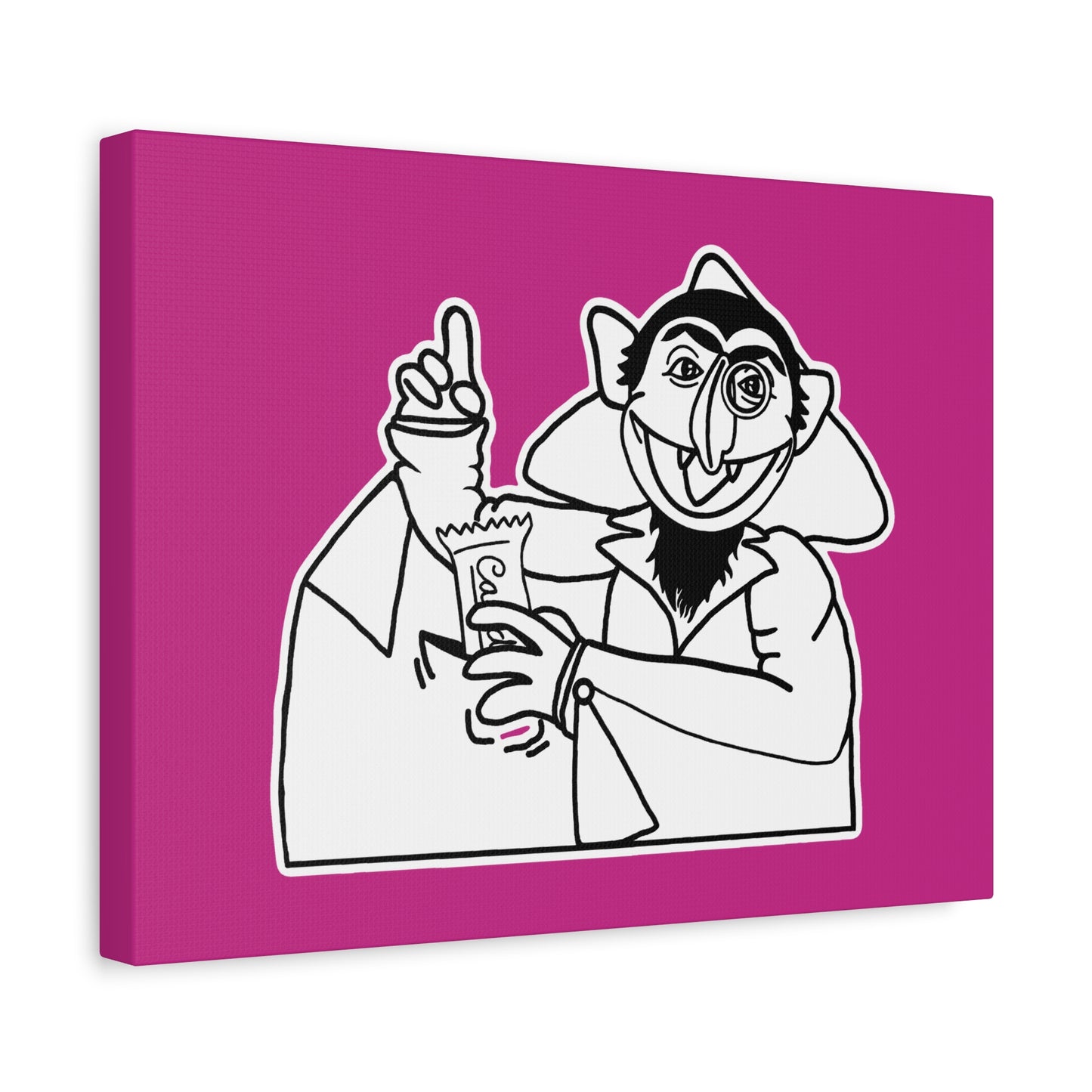 The Count Stealing Candy Outline Canvas Print Pink - Sesame Street The Count Parody Art