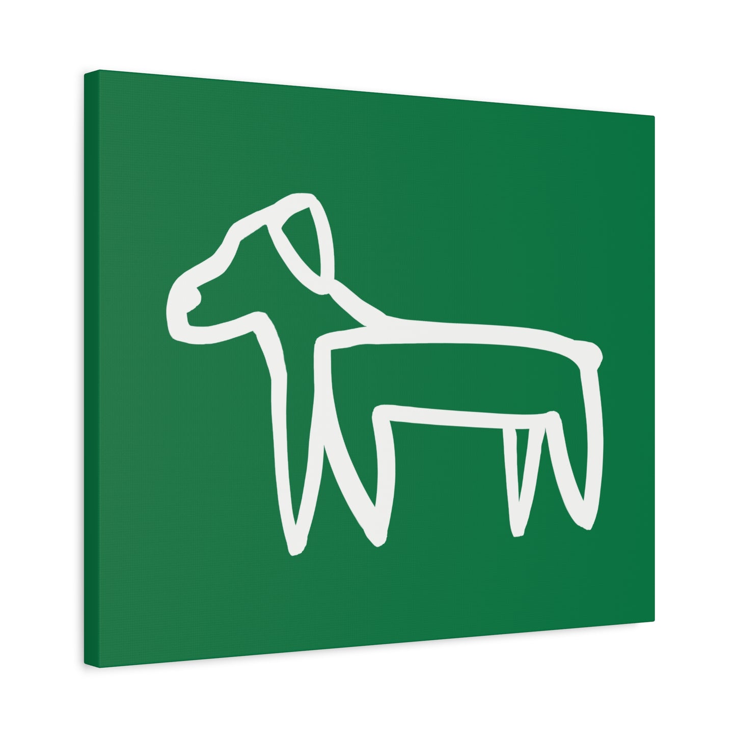 Dog Canvas Print on Green (Transparent Style White Dog) - Dog Art Print