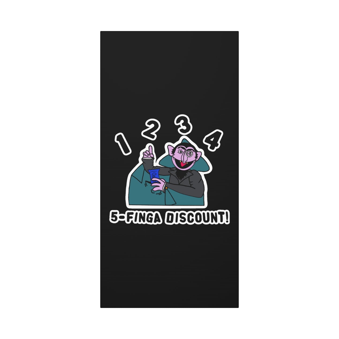 Five Finger Discount Canvas Print Black - Sesame Street The Count Parody Art Print