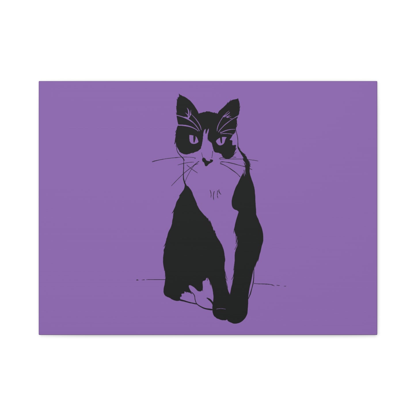 Cat Canvas Print on Purple (Transparent Style Cat) - Cat Drawing Art