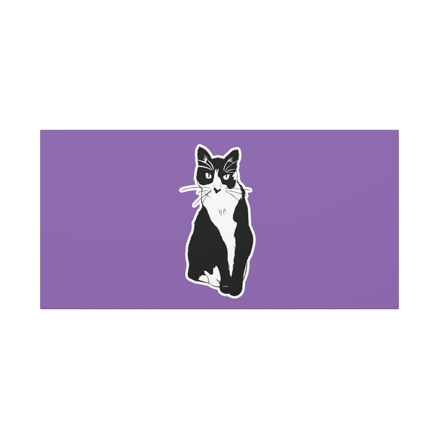 Cat Canvas on Light Purple (Sticker Style Cat) - Cat Drawing Art
