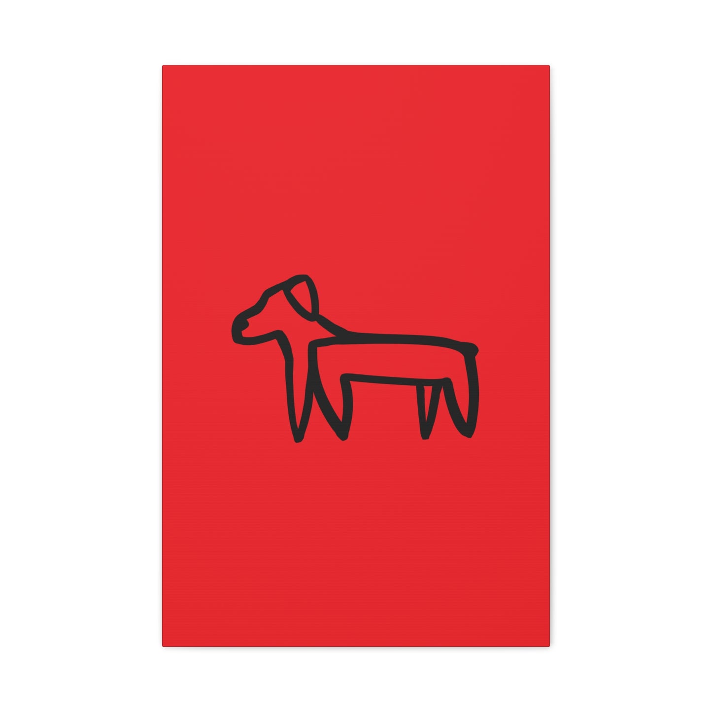 Dog Canvas Print on Red (Transparent Style Black Dog) - Dog Drawing Canvas