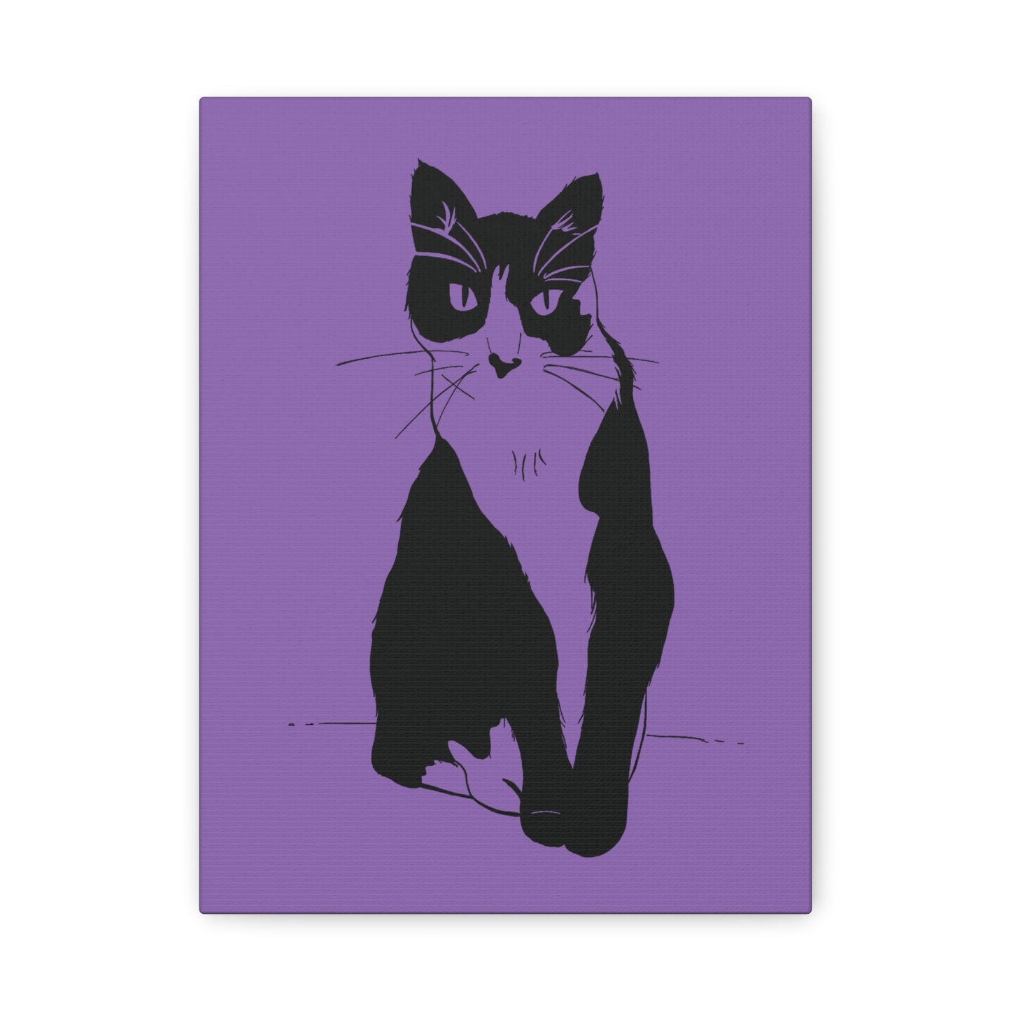 Cat Canvas Print on Purple (Transparent Style Cat) - Cat Drawing Art