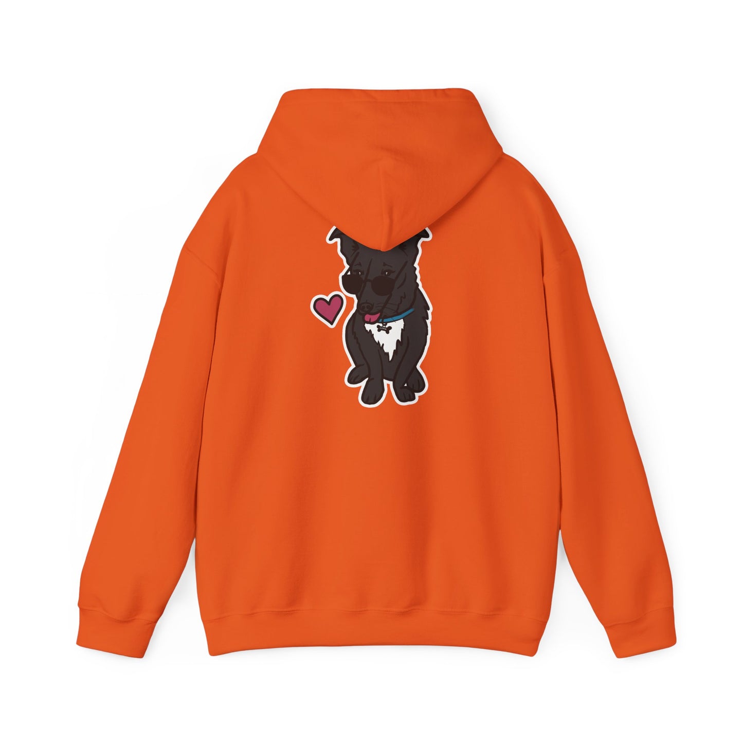 Nora the Dog Heart Hoodie Back Design (Sticker Style Nora) - Nora Hooded Sweatshirt