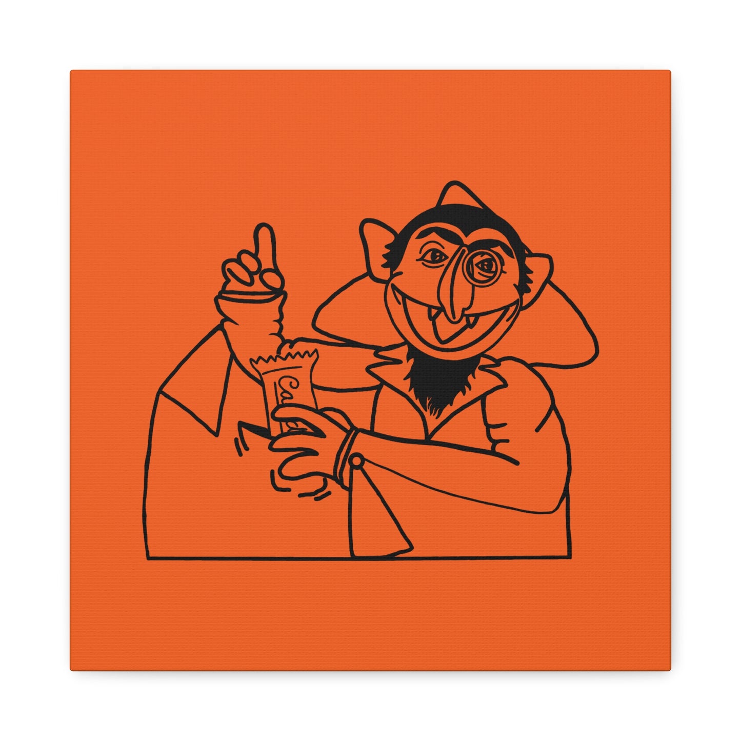 The Count Stealing Candy Outline Canvas Print Orange - Sesame Street The Count Parody Art Print
