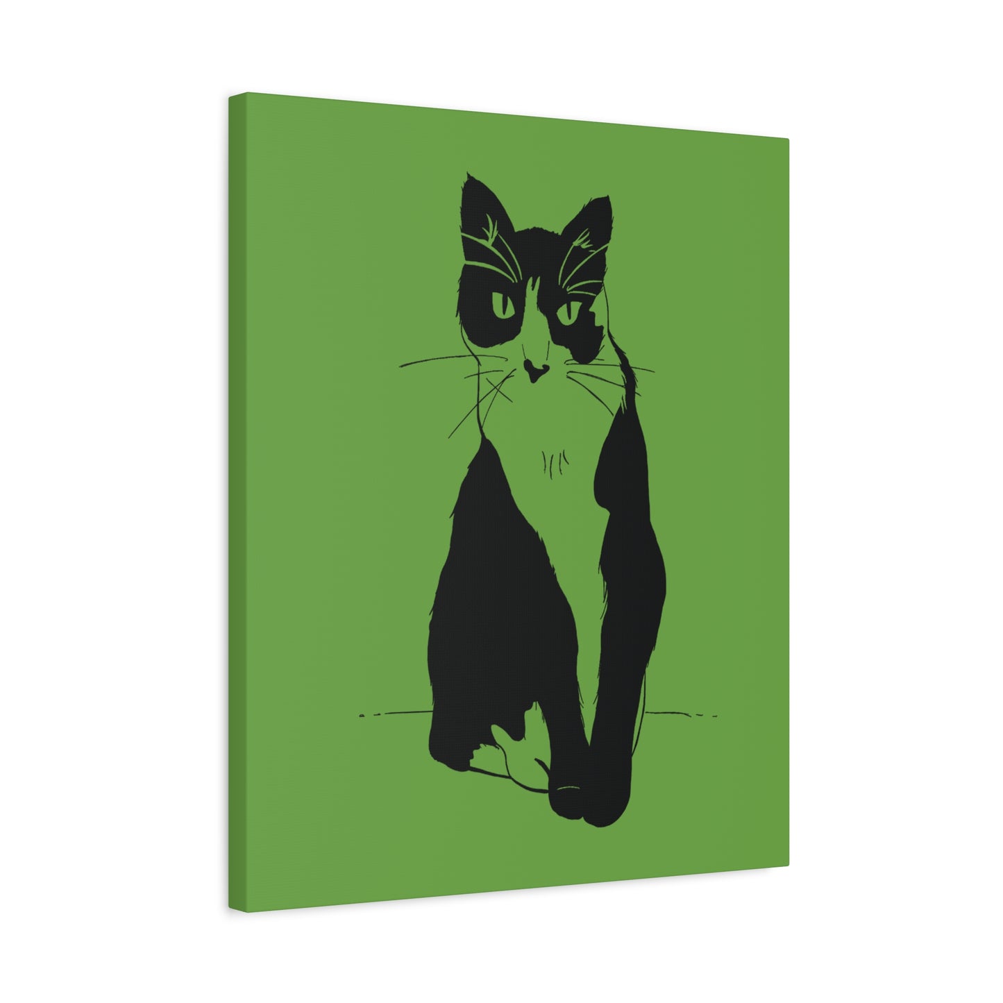 Cat Canvas Print on Green (Transparent Style Cat) - Cat Drawing Art