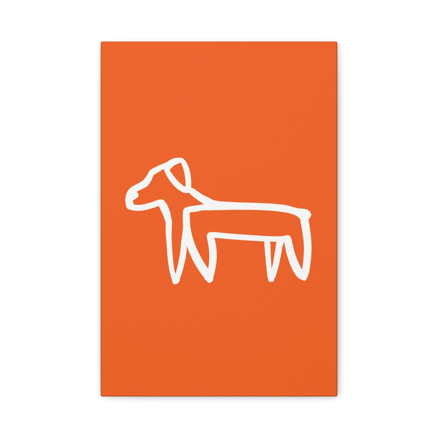 Dog Canvas Print on Orange (Transparent Style White Dog) - Dog Art Print