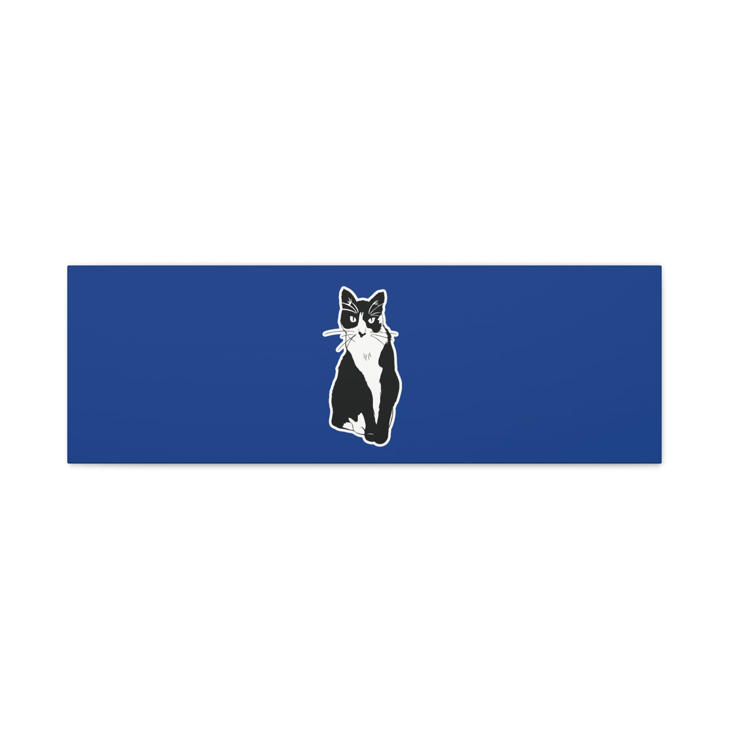 Cat Canvas Print on Dark Blue (Sticker Style Cat) - Cat Drawing Art