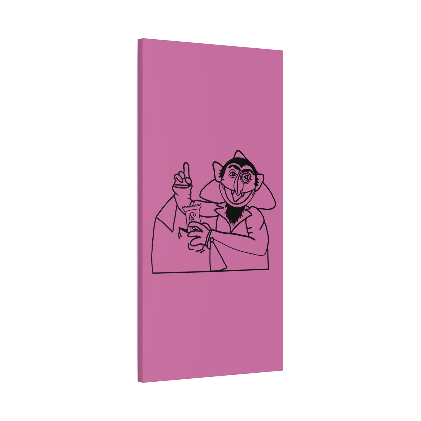 The Count Stealing Candy Outline Canvas Print Light Pink - Sesame Street The Count Parody Art