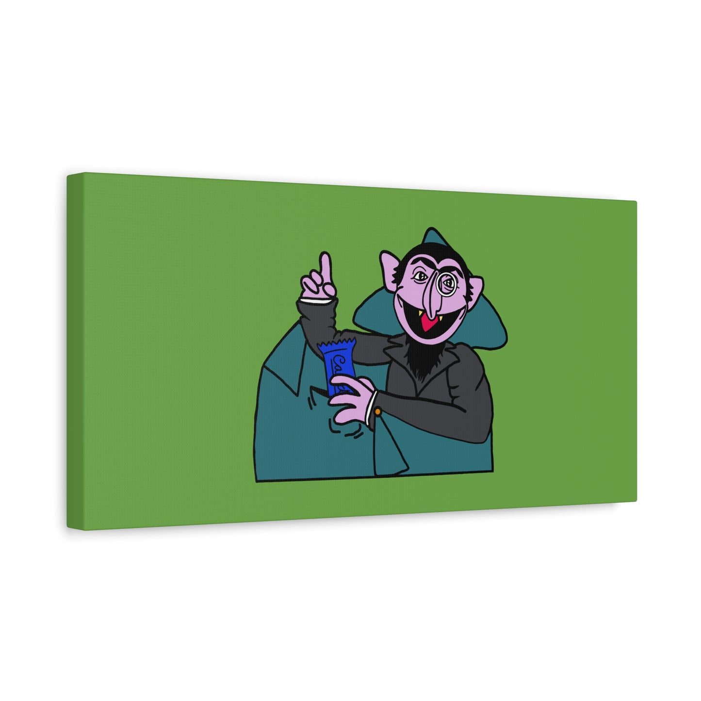 The Count Stealing Candy Canvas Print Green - Sesame Street The Count Parody Art