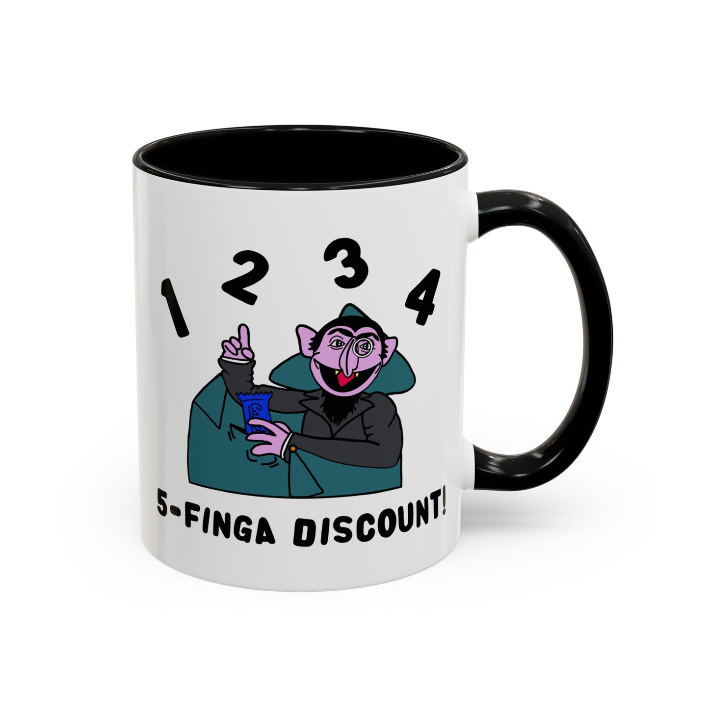 Five Finger Discount Accent Coffee Mug - Sesame Street The Count Parody Coffee Mug