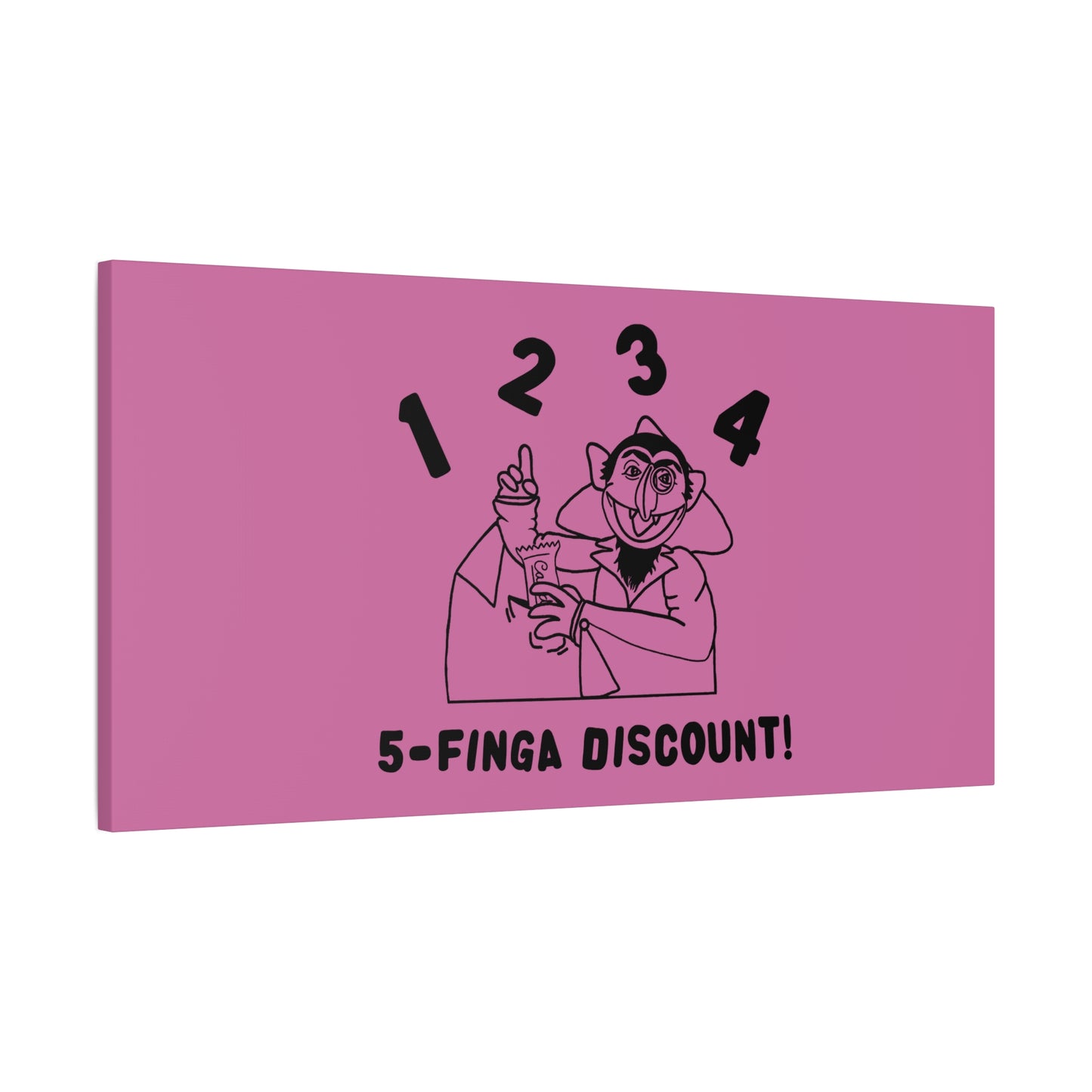 Five Finger Discount Outline Canvas Print Light Pink - Sesame Street The Count Parody Art Print
