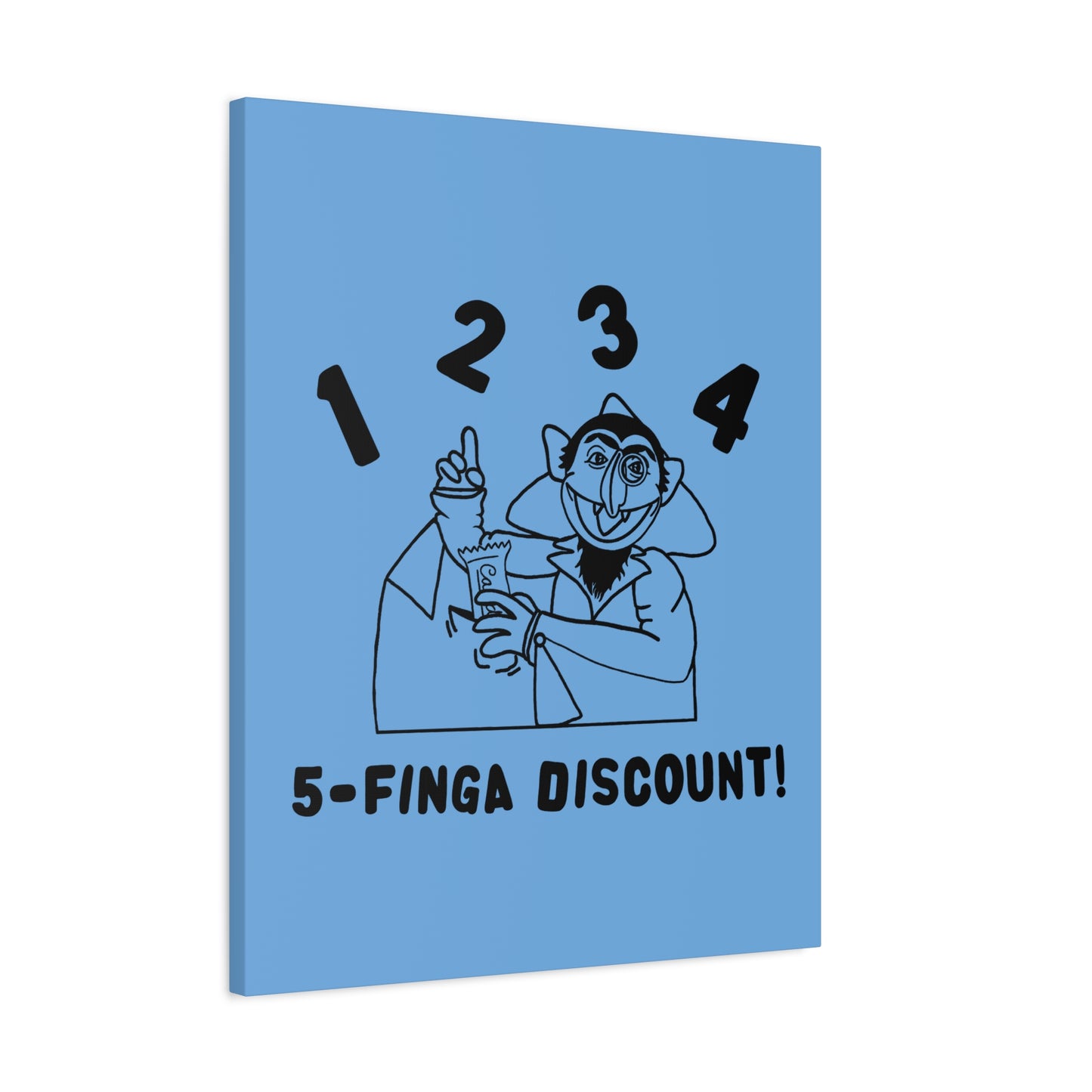 Five Finger Discount Outline Canvas Print Light Blue - Sesame Street The Count Parody Art Print
