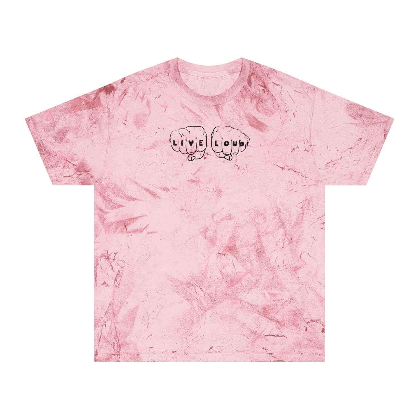 Live Loud Knuckle Tats Tattooed Fists Color Blast Tee