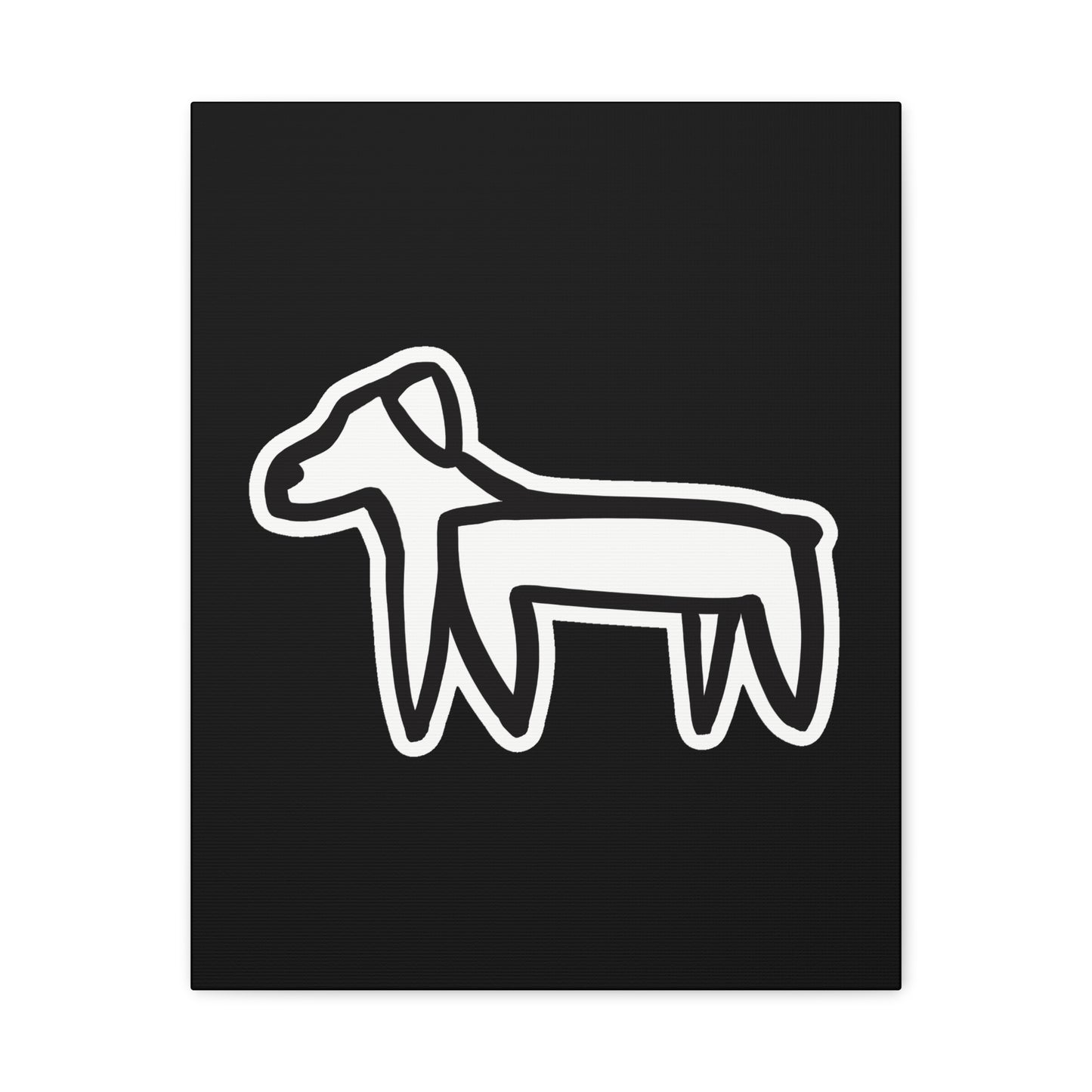 Dog Canvas Print on Black (Sticker Style Dog) - Dog Art Print