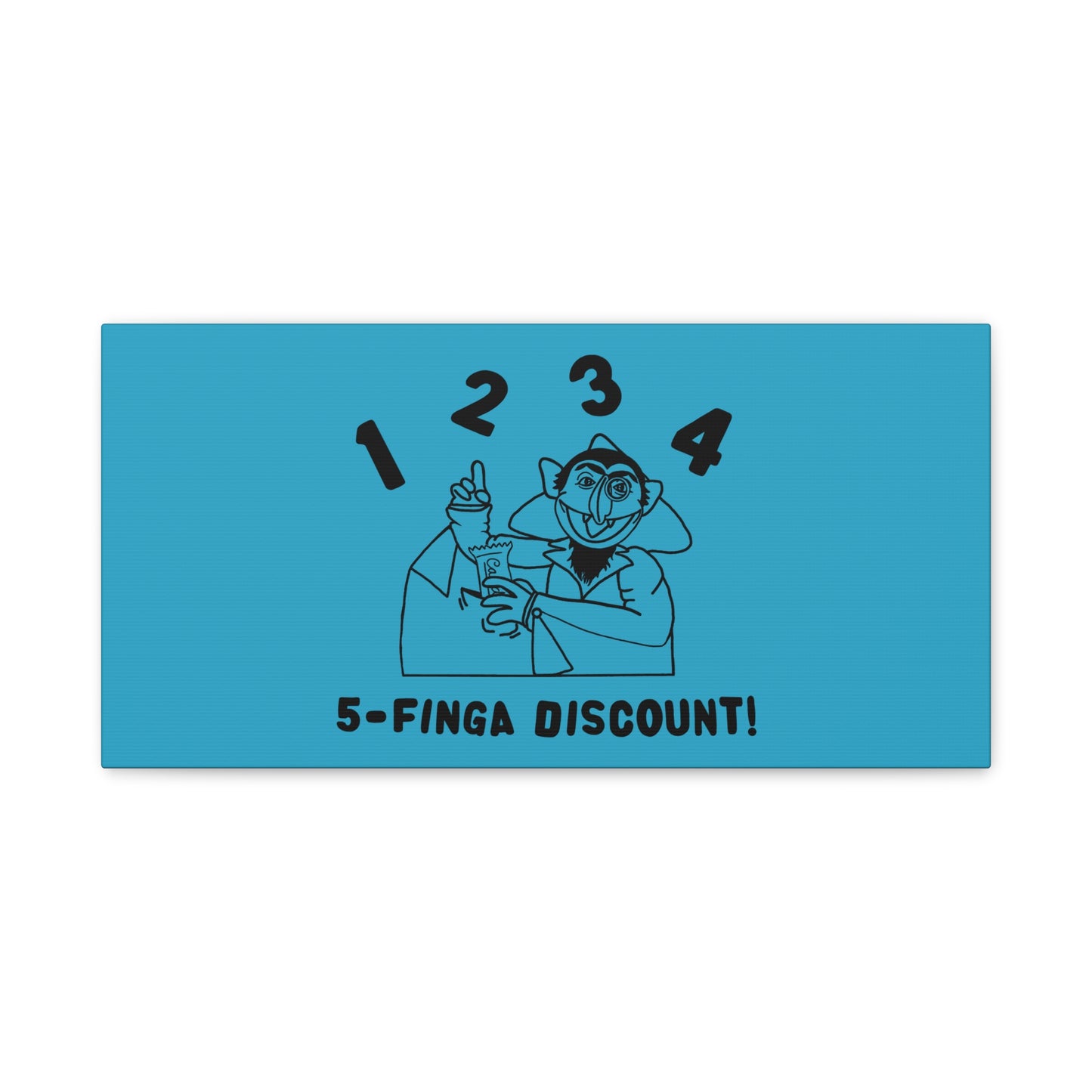 Five Finger Discount Outline Canvas Print Turquoise - Sesame Street The Count Parody Art Print