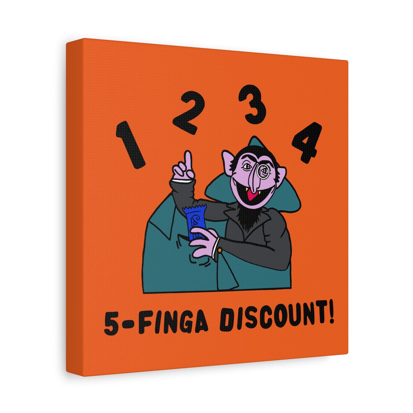 Five Finger Discount Canvas Print Orange - Sesame Street The Count Parody Art Print