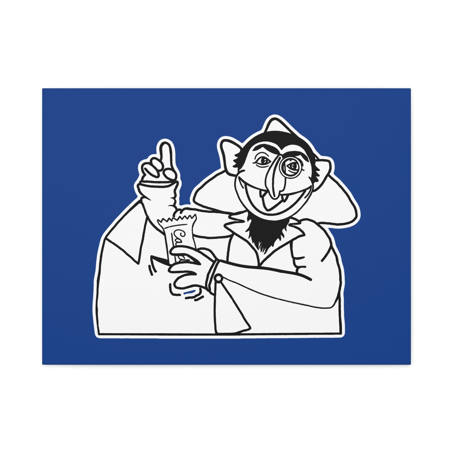 The Count Stealing Candy Outline Canvas Print Dark Blue - Sesame Street The Count Parody Art