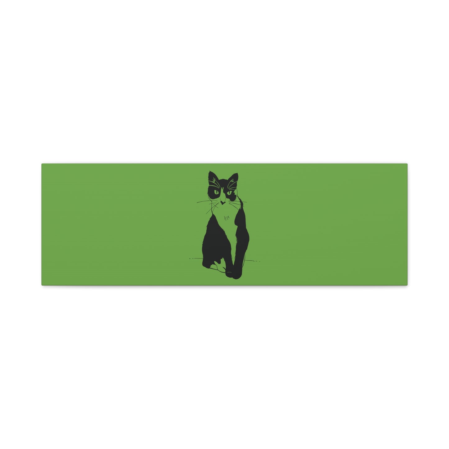 Cat Canvas Print on Green (Transparent Style Cat) - Cat Drawing Art