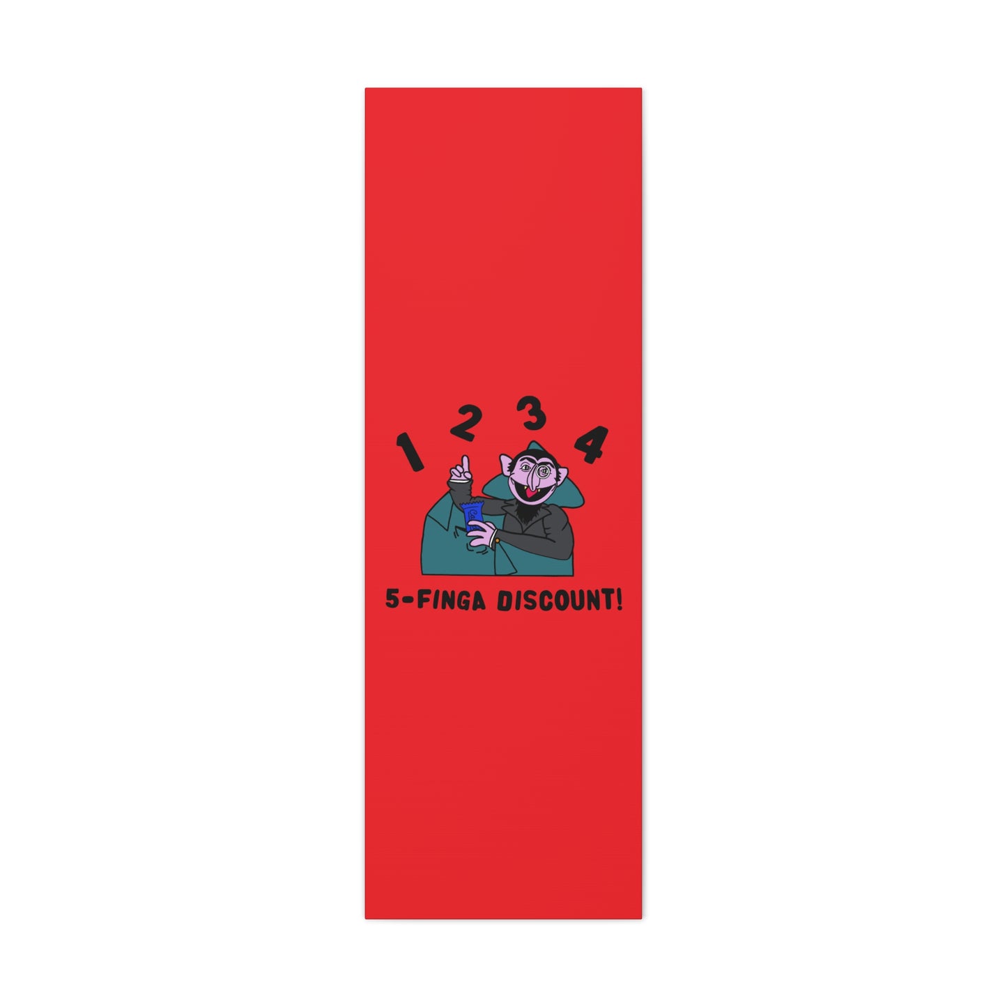 Five Finger Discount Canvas Print Red - Sesame Street The Count Parody Art Print