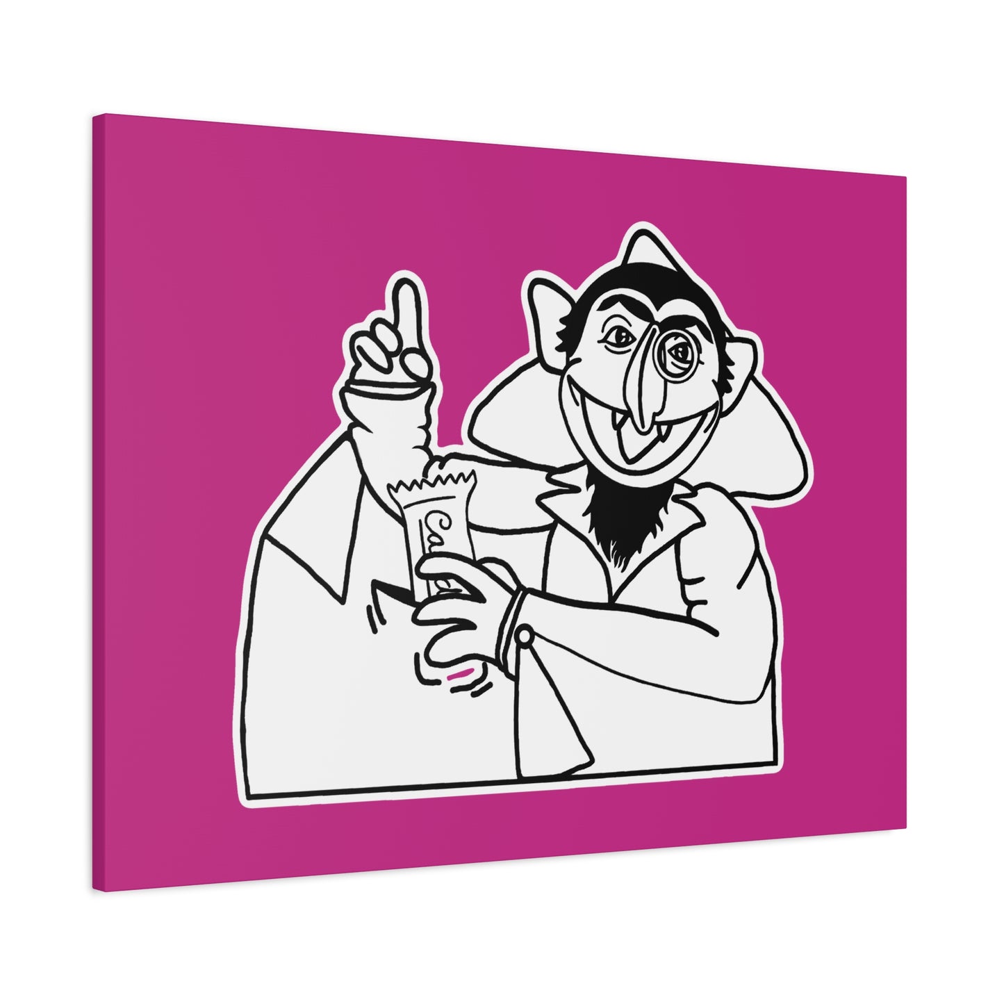 The Count Stealing Candy Outline Canvas Print Pink - Sesame Street The Count Parody Art