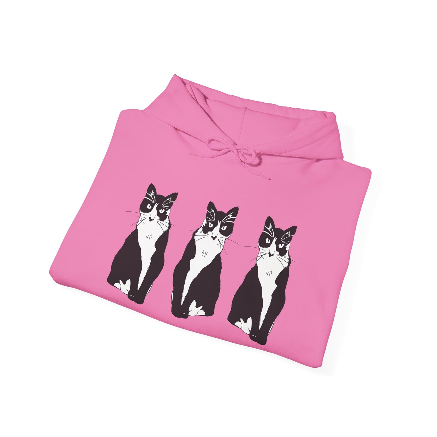 Cat x3 Hoodie (B&W Style Cat) - Cat Hooded Sweatshirt