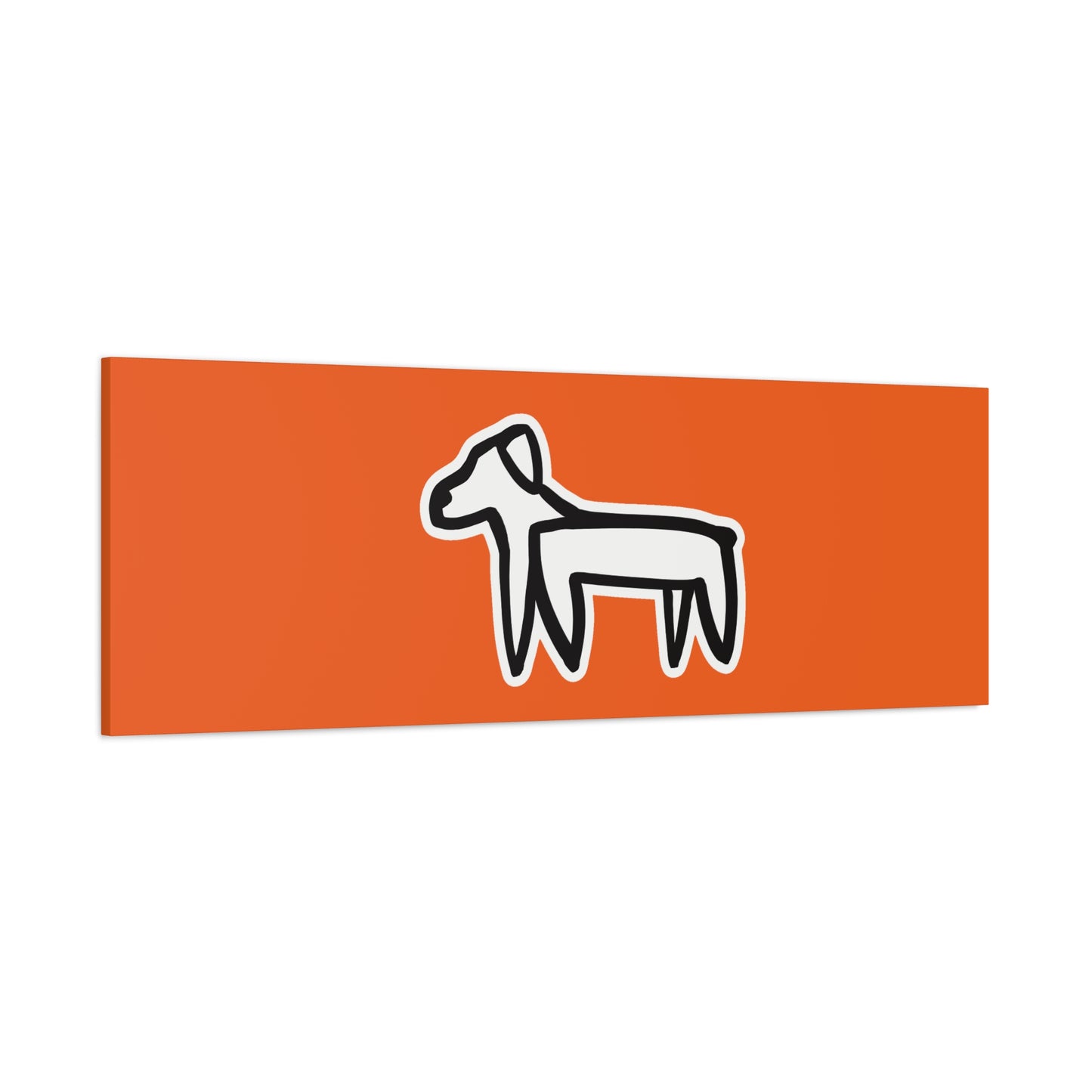 Dog Canvas Print on Orange (Sticker Style White Dog) - Dog Art Print