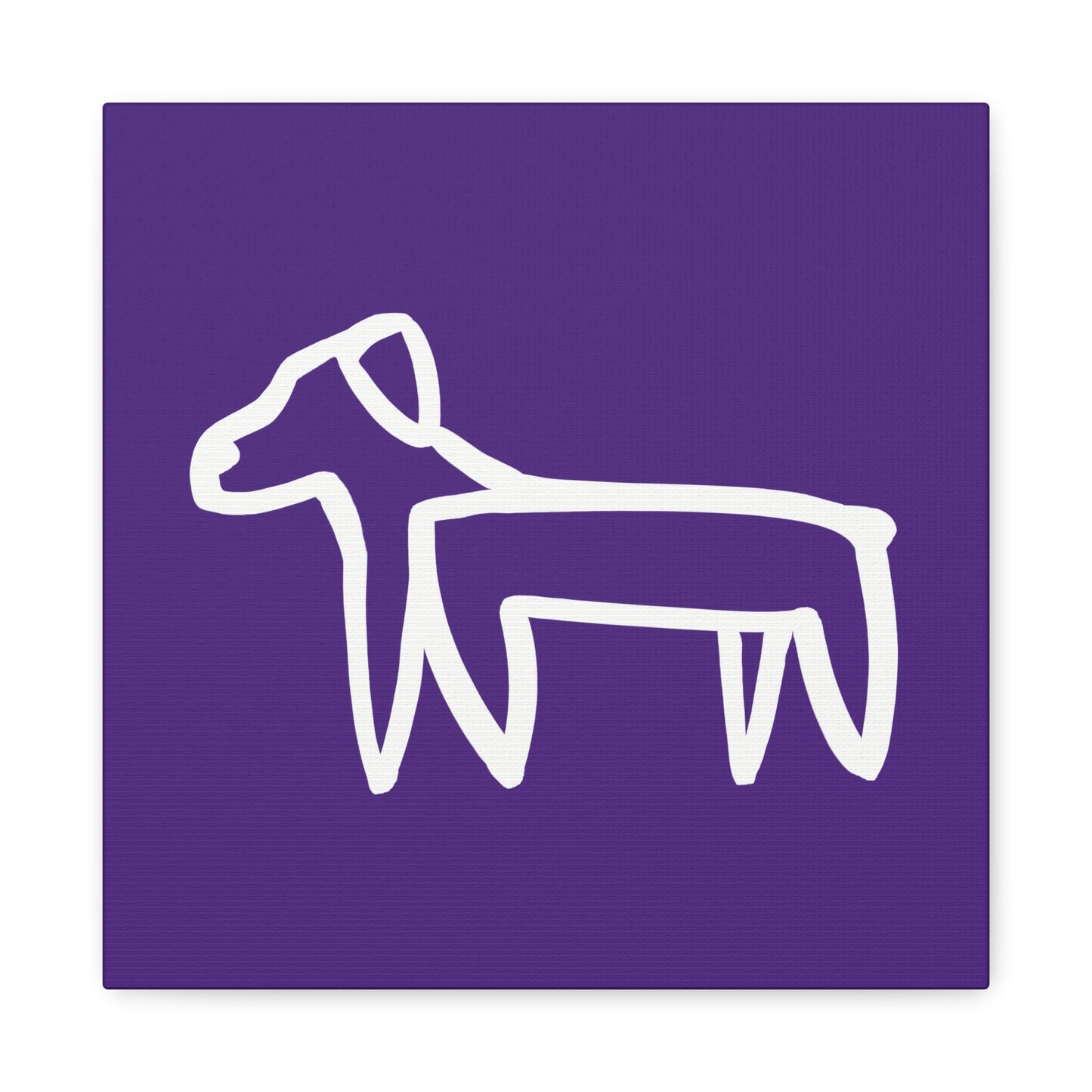 Dog Canvas Print on Purple (Transparent Style White Dog) - Dog Art Print