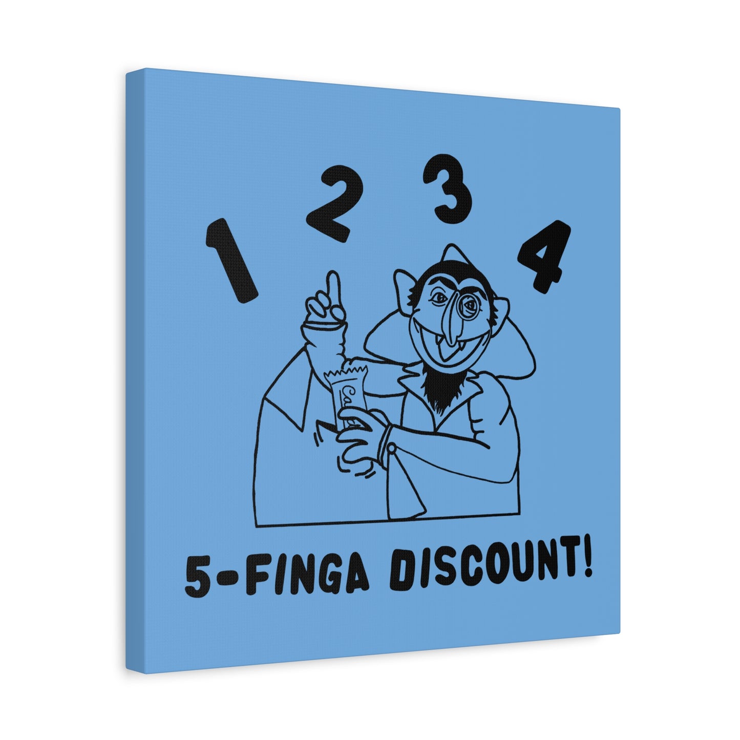 Five Finger Discount Outline Canvas Print Light Blue - Sesame Street The Count Parody Art Print