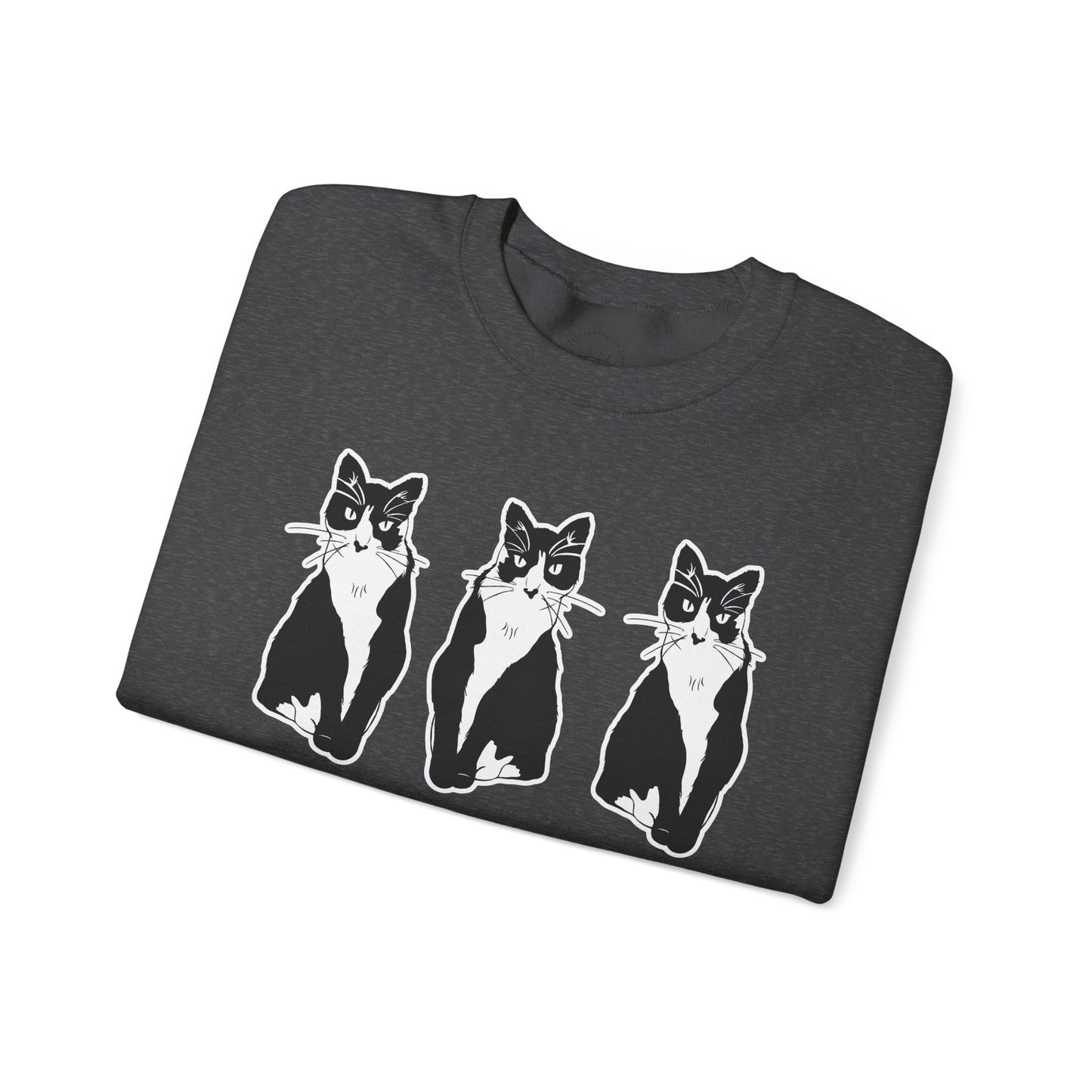 Cat x3 Sweatshirt (Sticker Style Cat) - Cat Drawing Sweatshirt