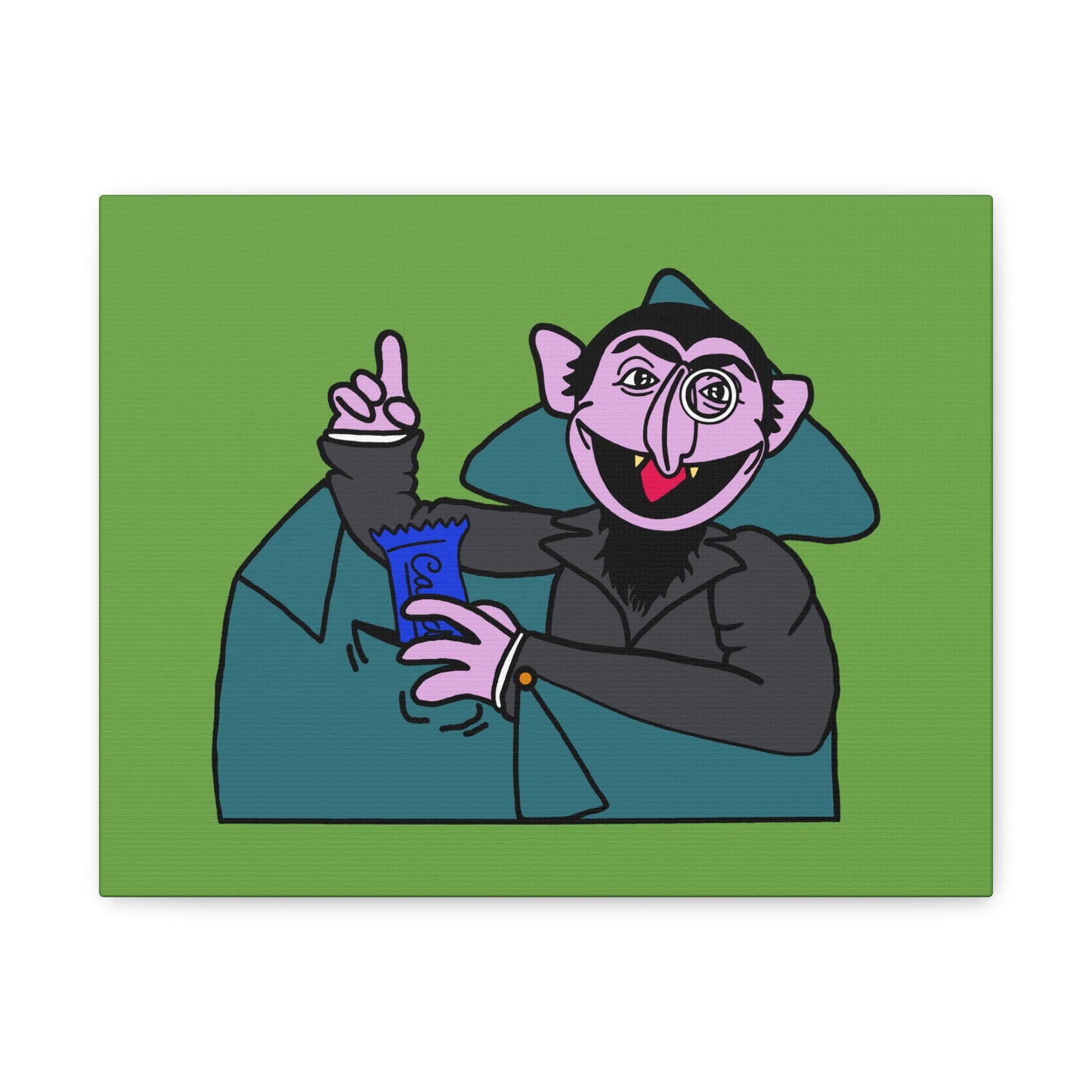 The Count Stealing Candy Canvas Print Green - Sesame Street The Count Parody Art