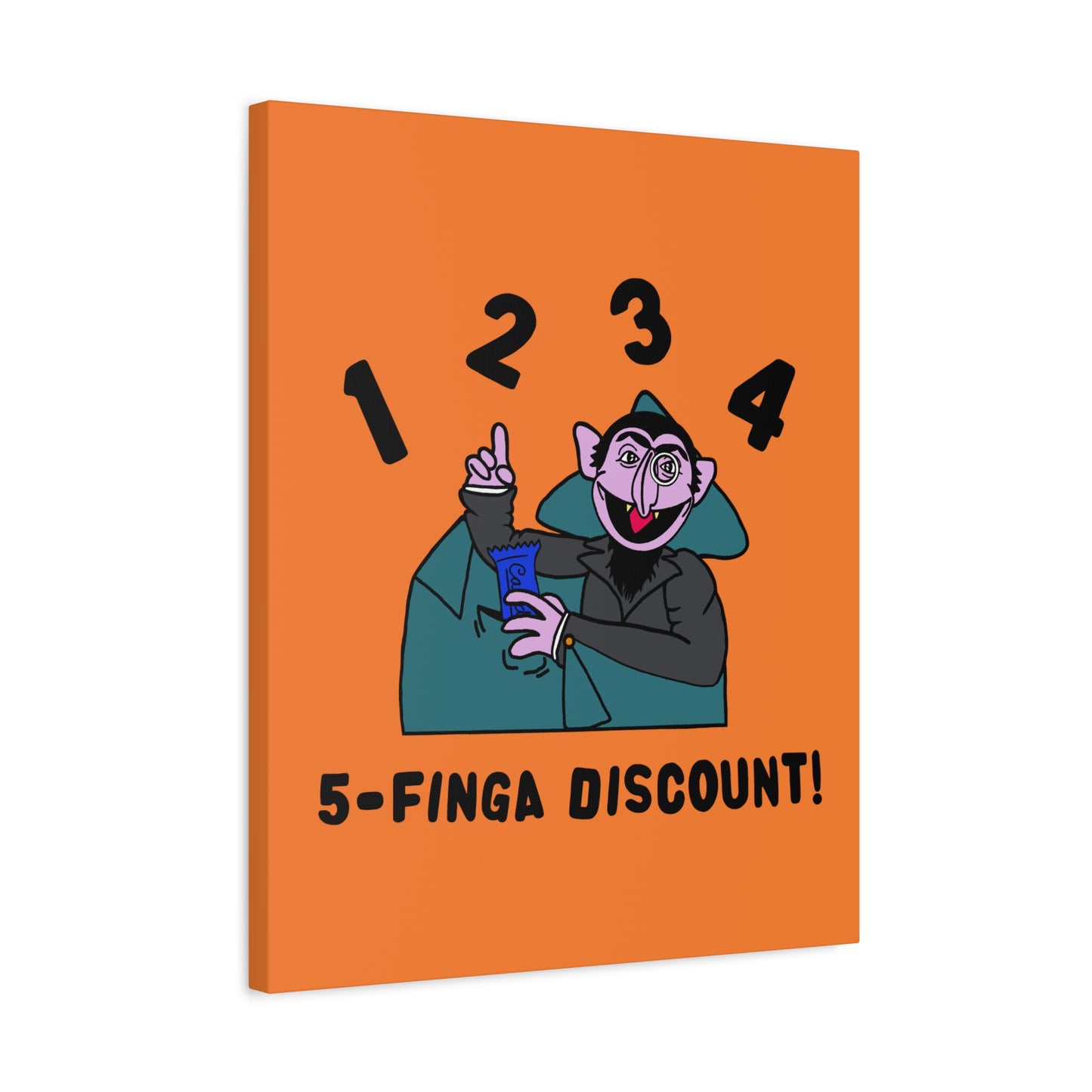Five Finger Discount Canvas Print Light Orange - Sesame Street The Count Parody Art Print