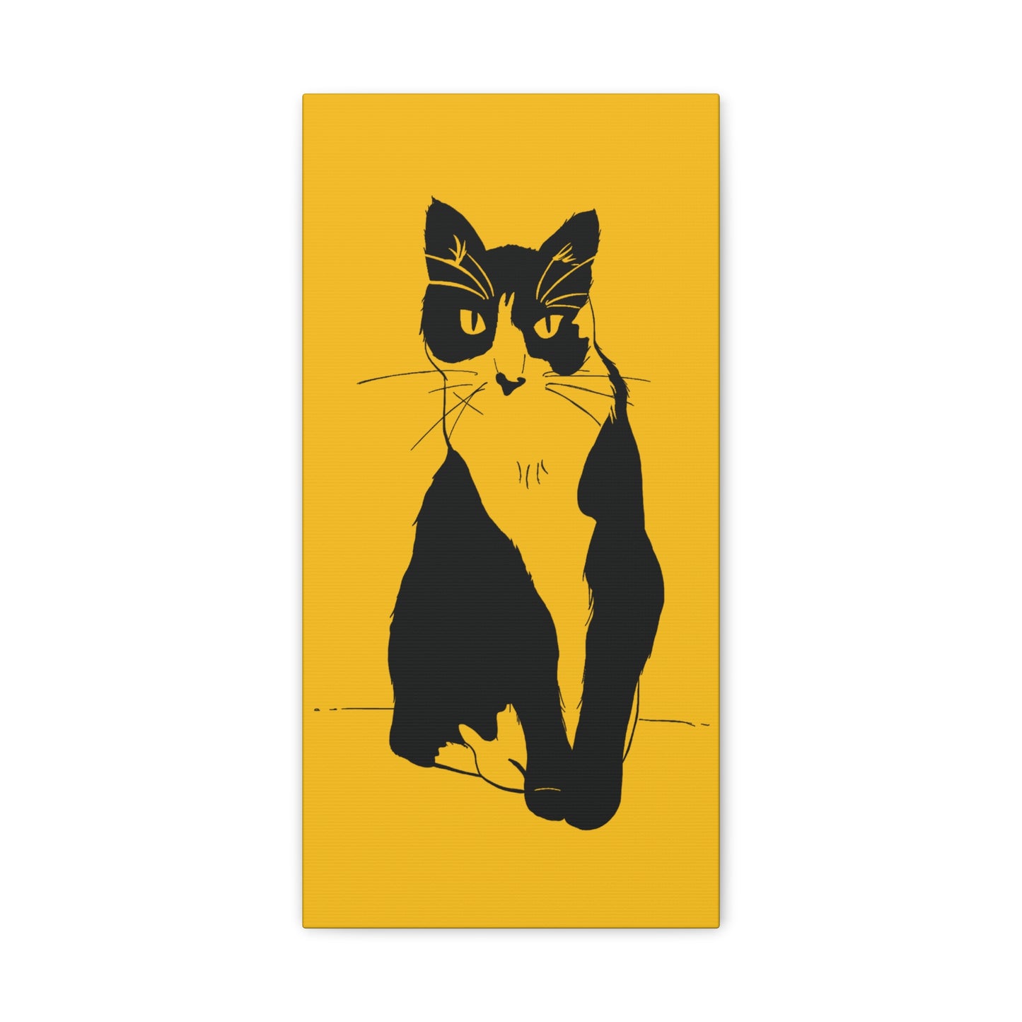 Cat Canvas Print on Yellow (Transparent Style Cat) - Cat Drawing Art